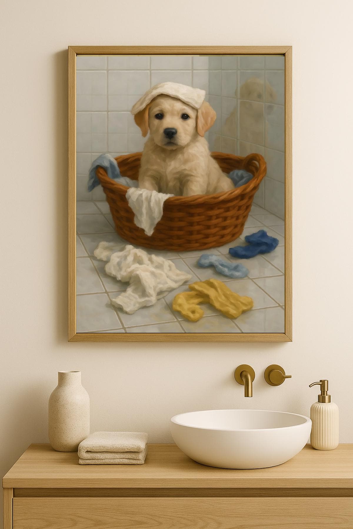 Golden Puppy Laundry Basket Print • Giclée Archival Matte Art - image 3