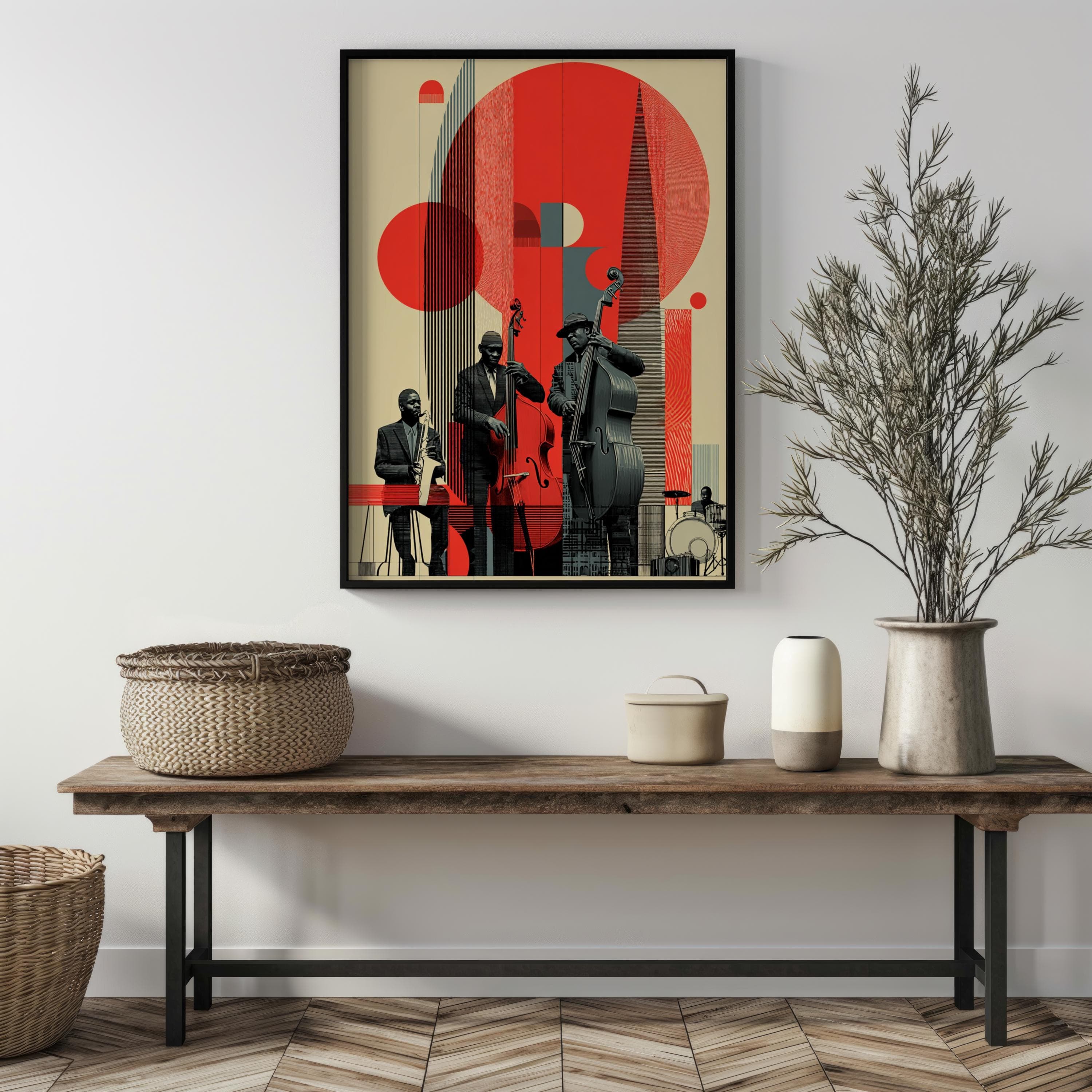 Bauhaus Trio – Jazz Fusion Ensemble Wall Art, Modern Bauhaus Music Poster