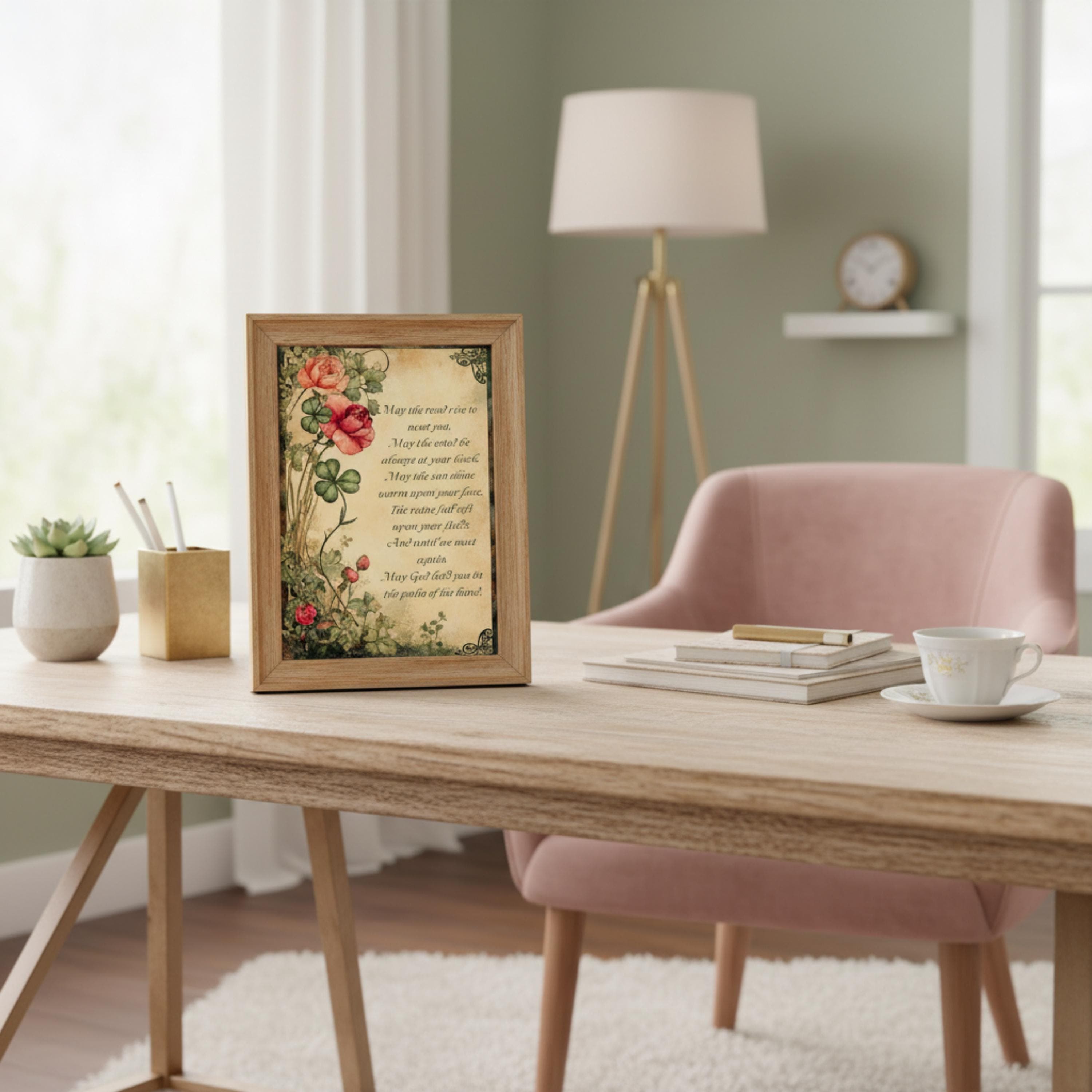 Irish Blessing Art Print • Vintage Floral Celtic Decor - image 3