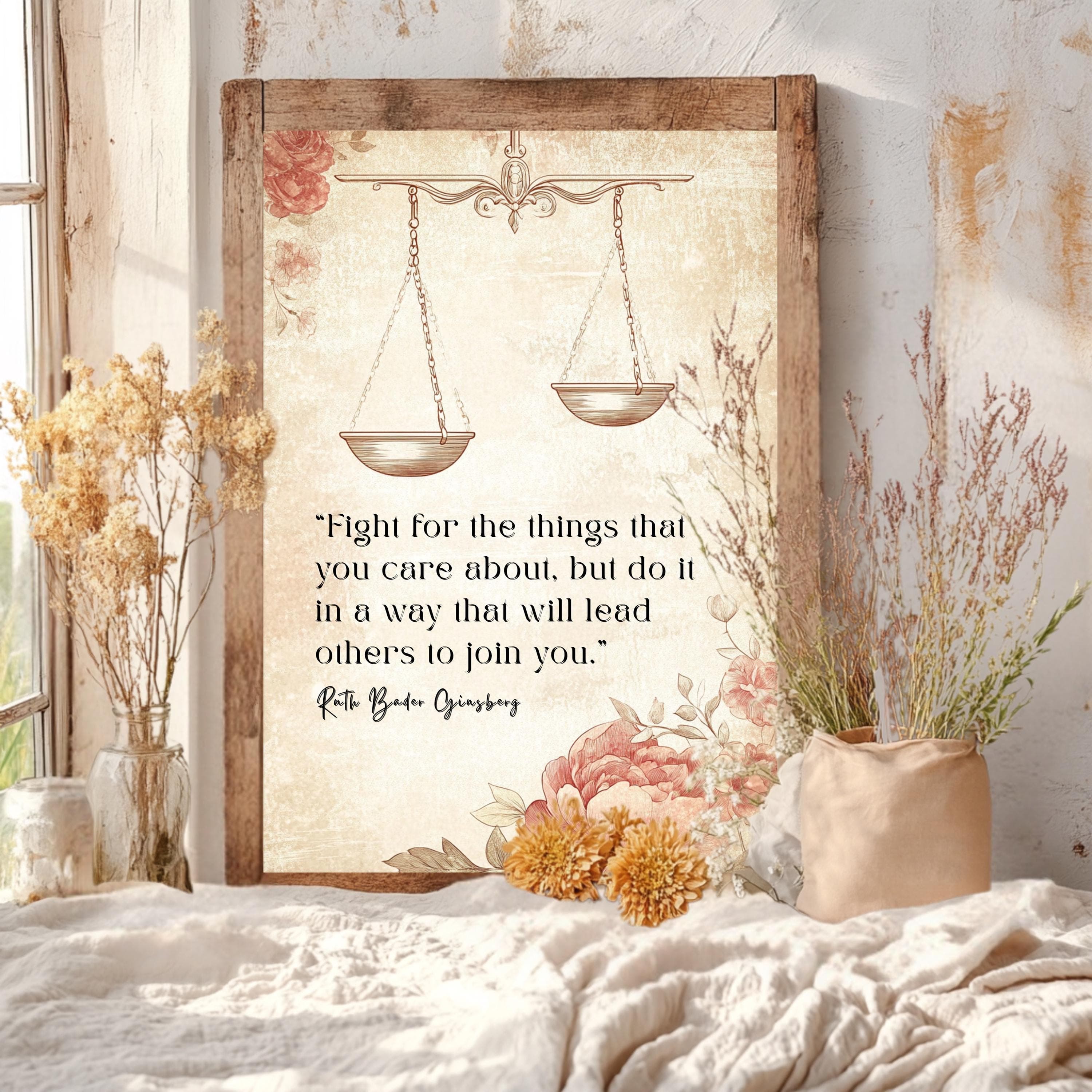 RBG Quote Poster: Floral Feminist Art, Law School Gift - image 5