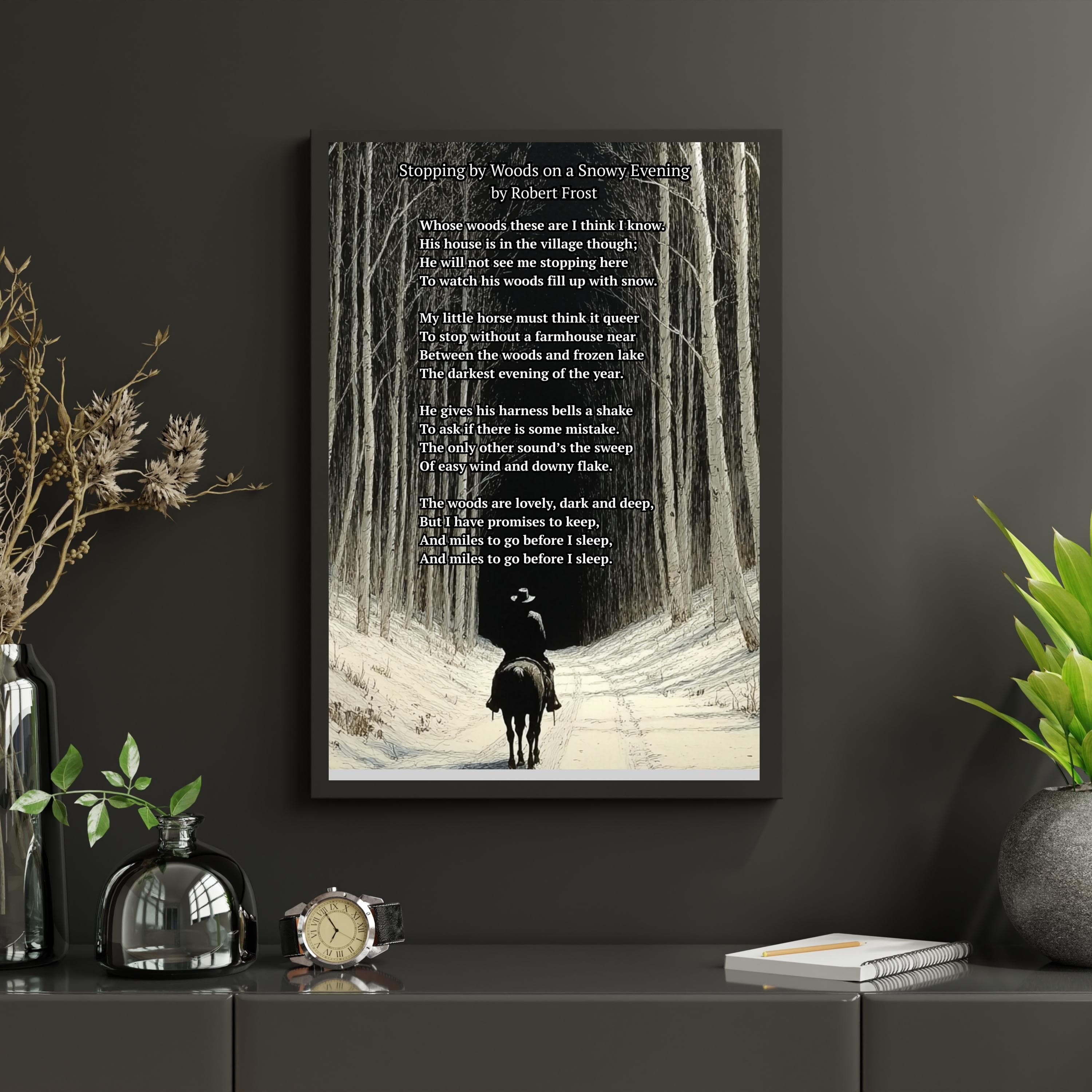 Robert Frost Poem Print: Snowy Woods Literary Wall Art - image 5