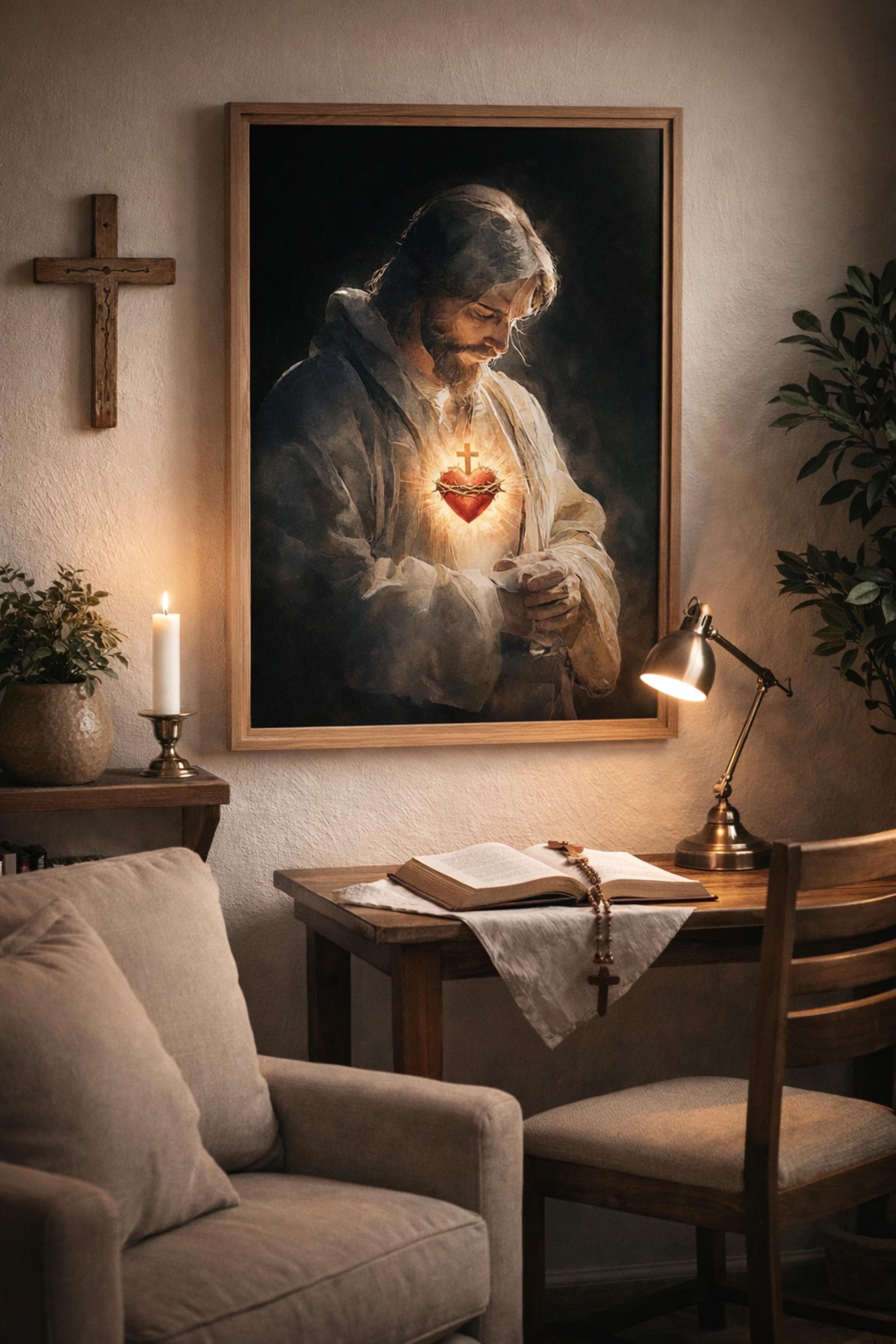 Sacred Heart Print, Contemporary Catholic Art, Faith Home Decor