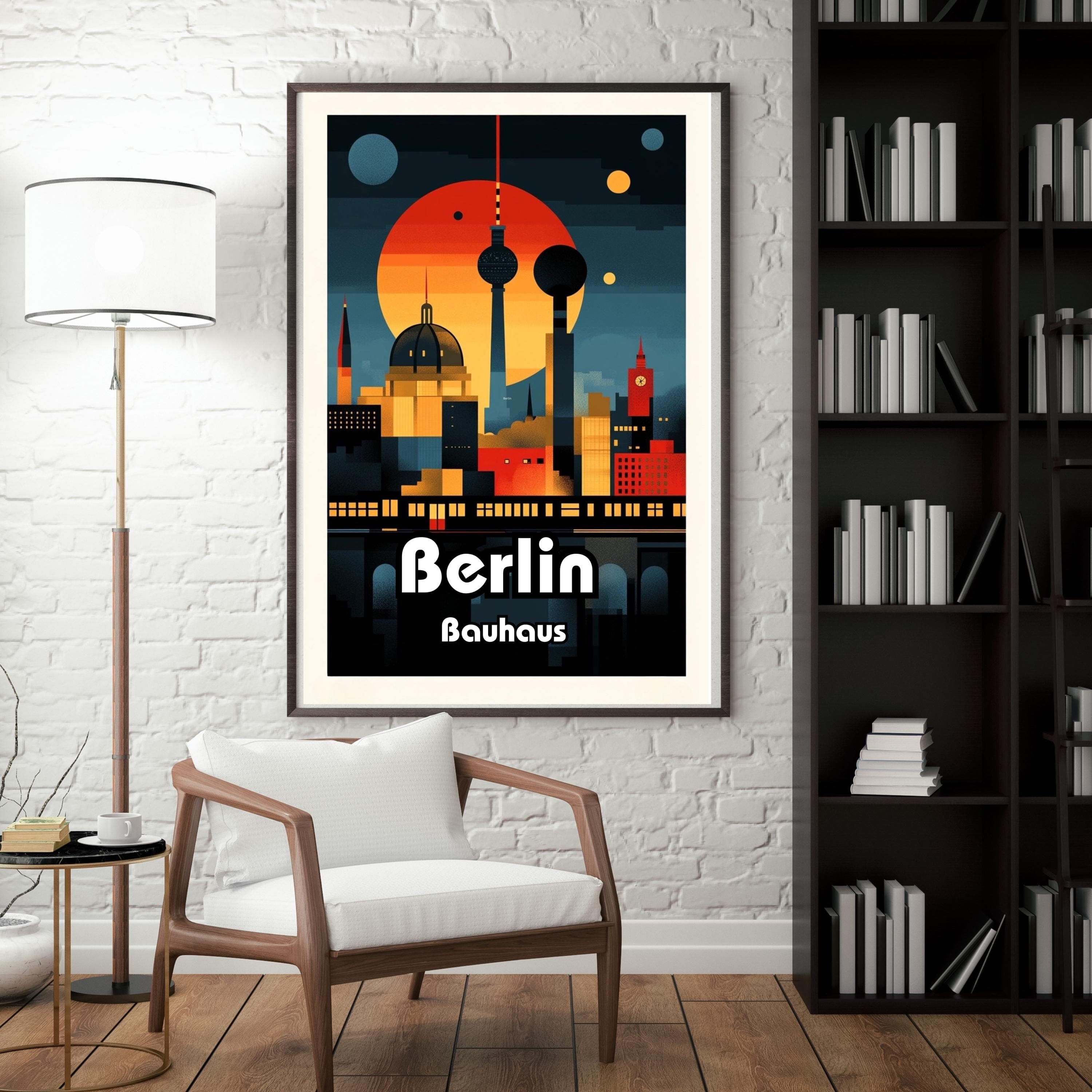 Bauhaus Berlin Travel Poster: Vintage Modernist Cityscape Art - image 5