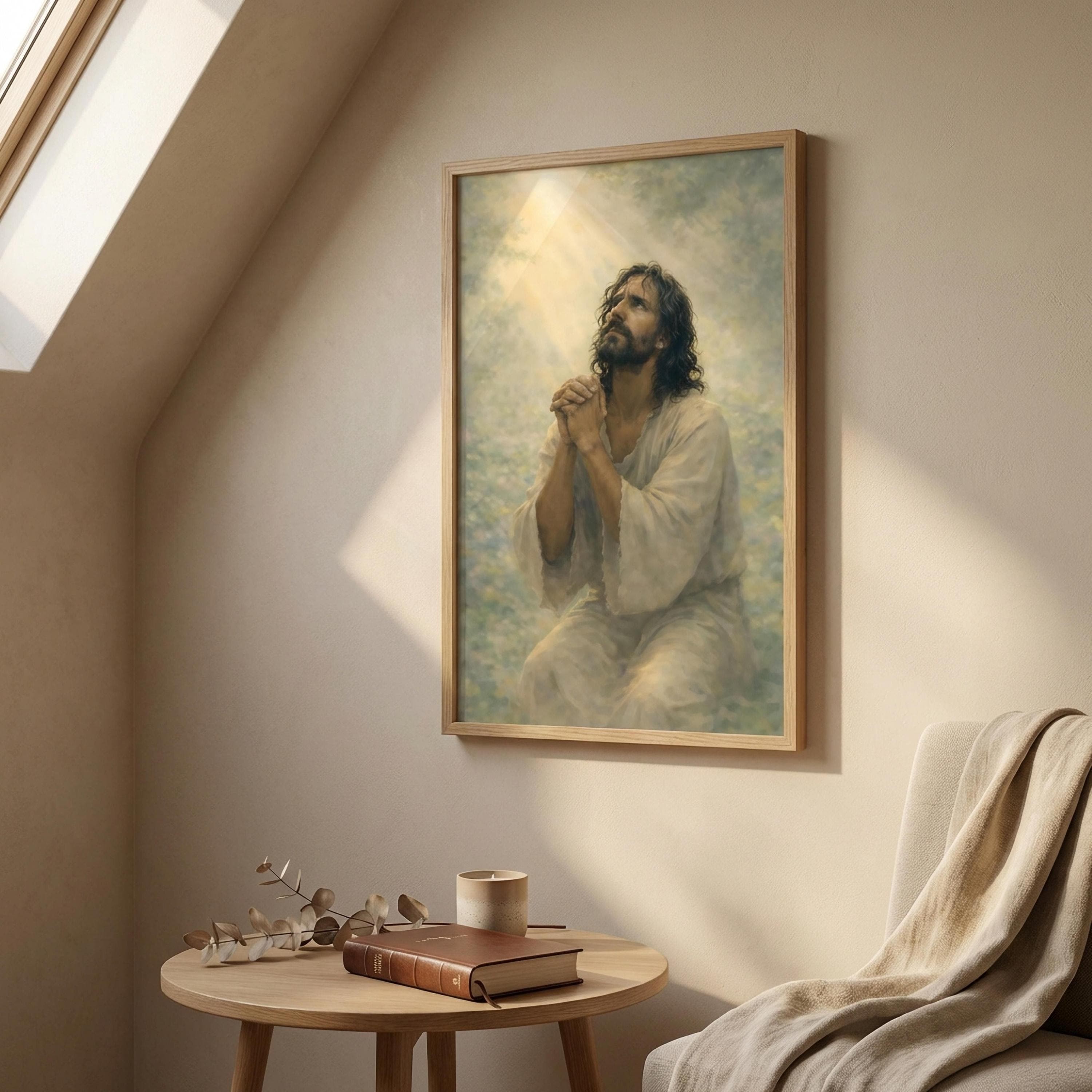Jesus Praying Gethsemane Fine Art Poster, Christian Wall Art, Faith Print - image 3