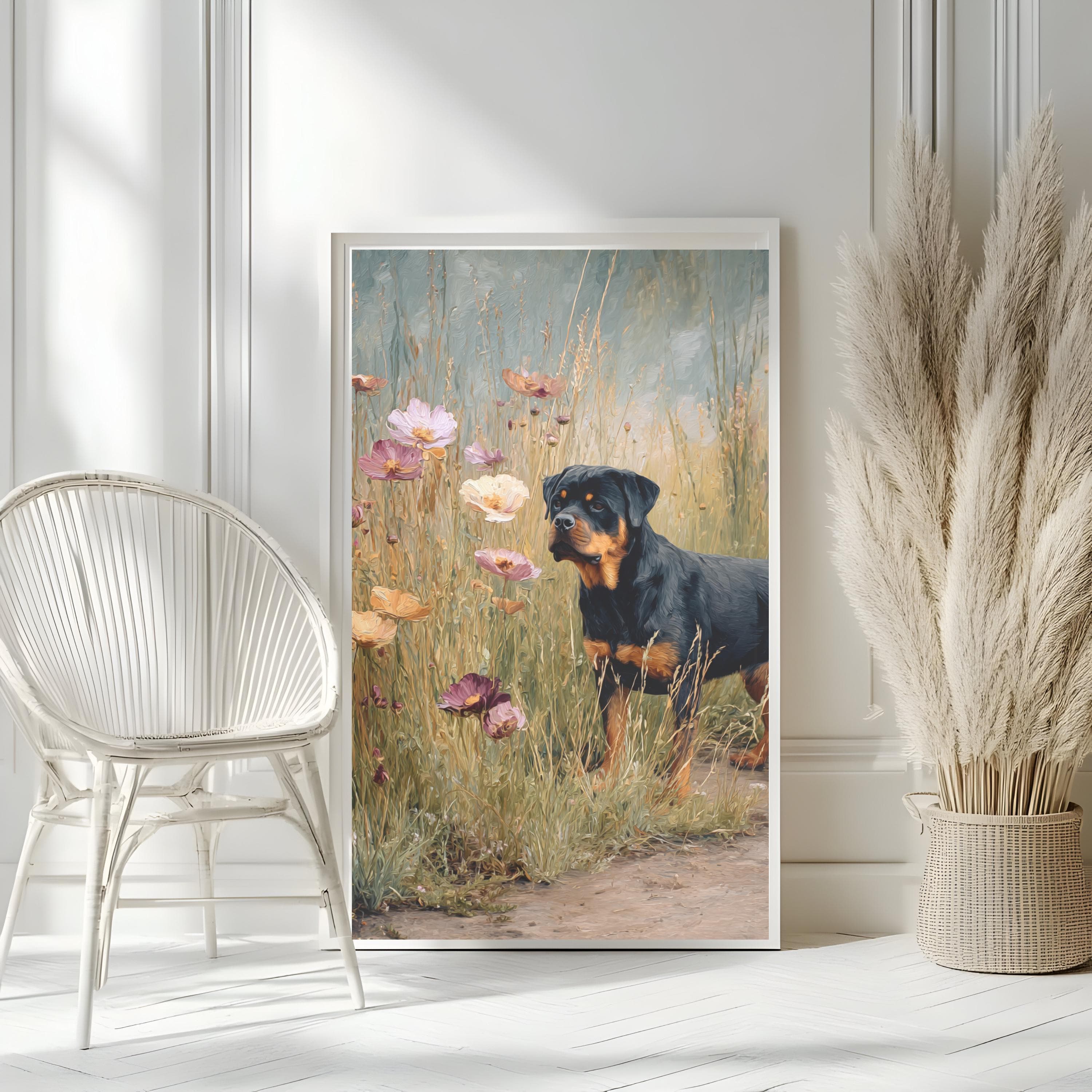 Rottweiler Wall Art Print | Canine Companions Collection | Impasto Dog Portrait | Rustic Rottweiler Lover Gift - image 3