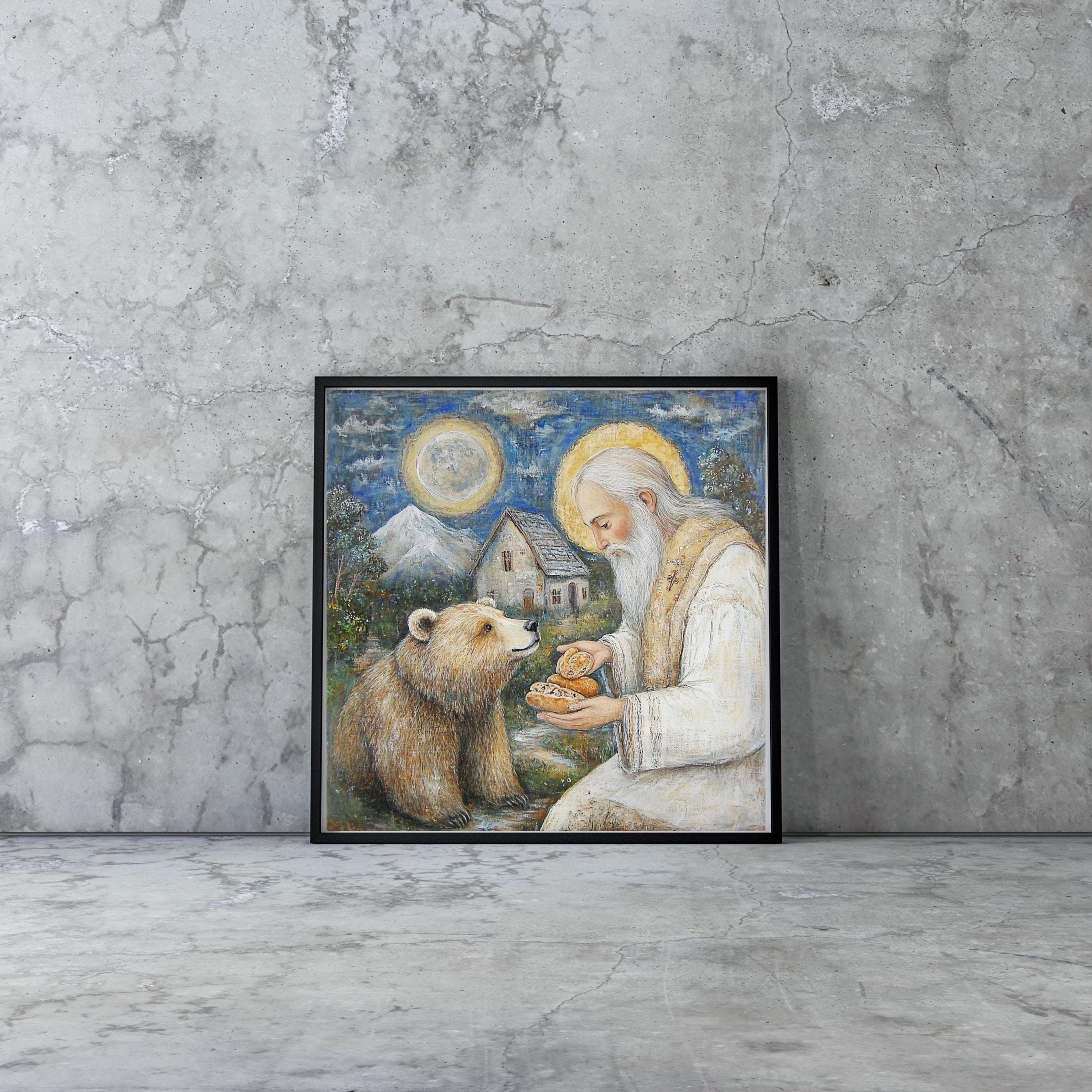 Saint Seraphim and the Bear Canvas: Orthodox Icon Art - image 5