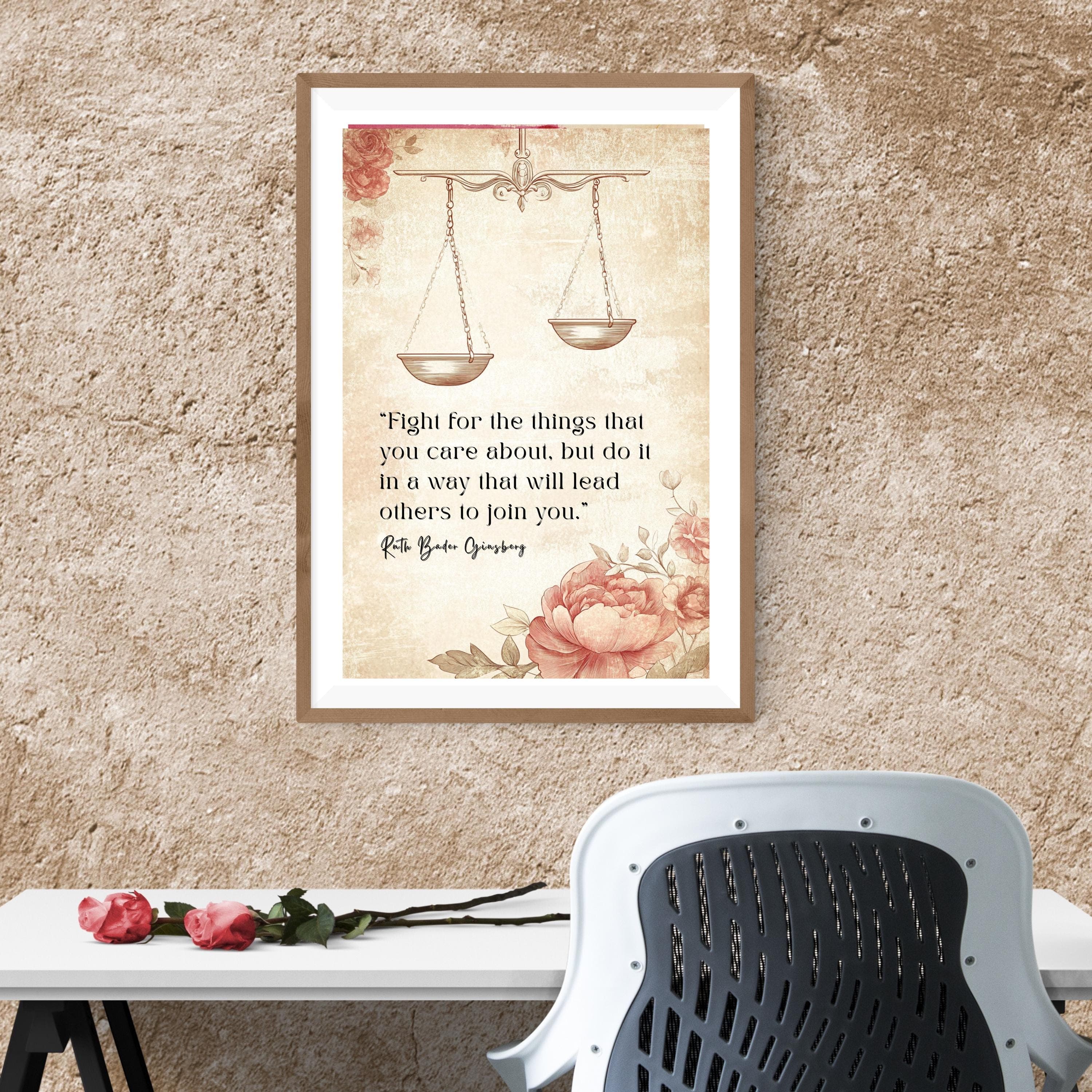 RBG Quote Poster: Floral Feminist Art, Law School Gift - image 3