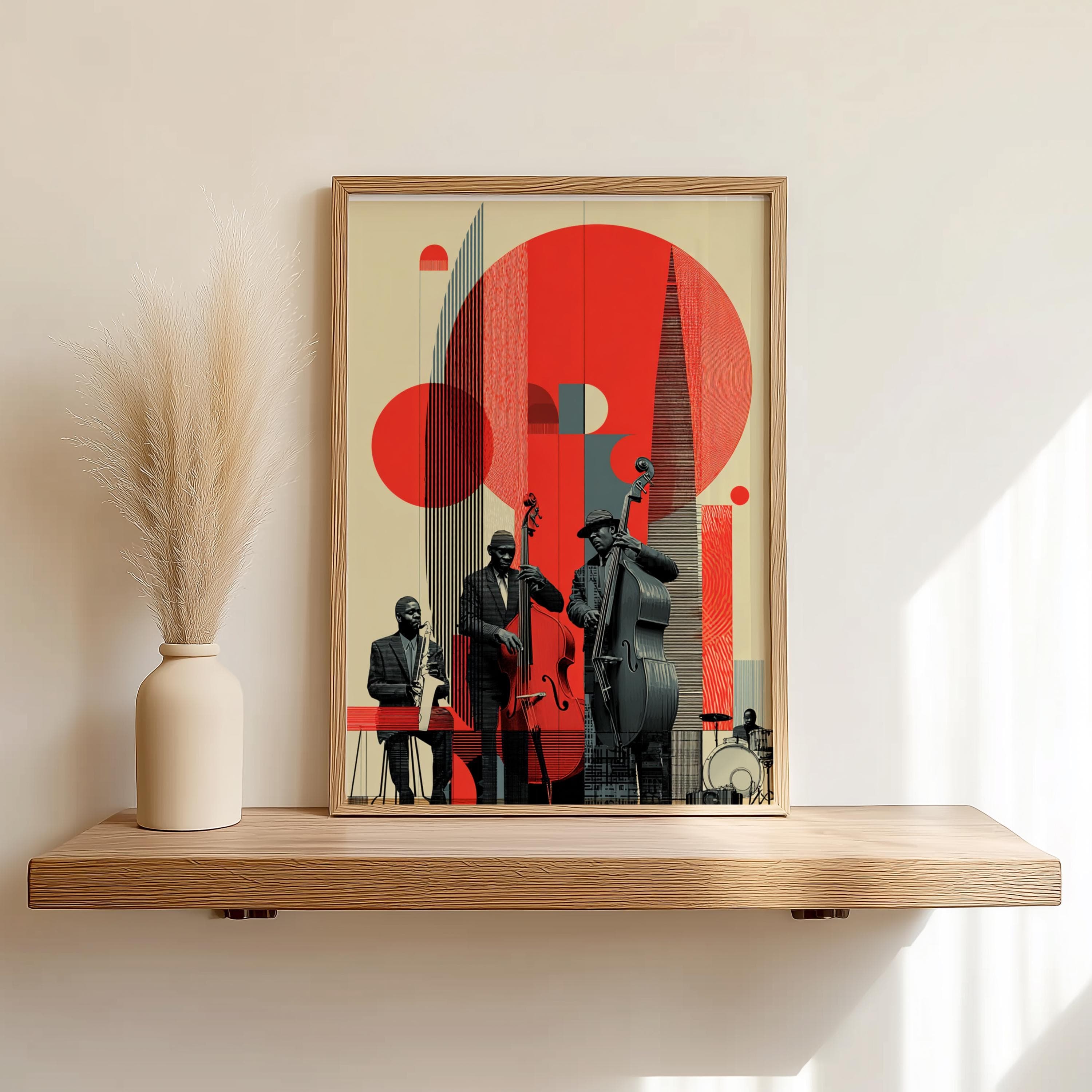 Bauhaus Trio – Jazz Fusion Ensemble Wall Art, Modern Bauhaus Music Poster - image 5
