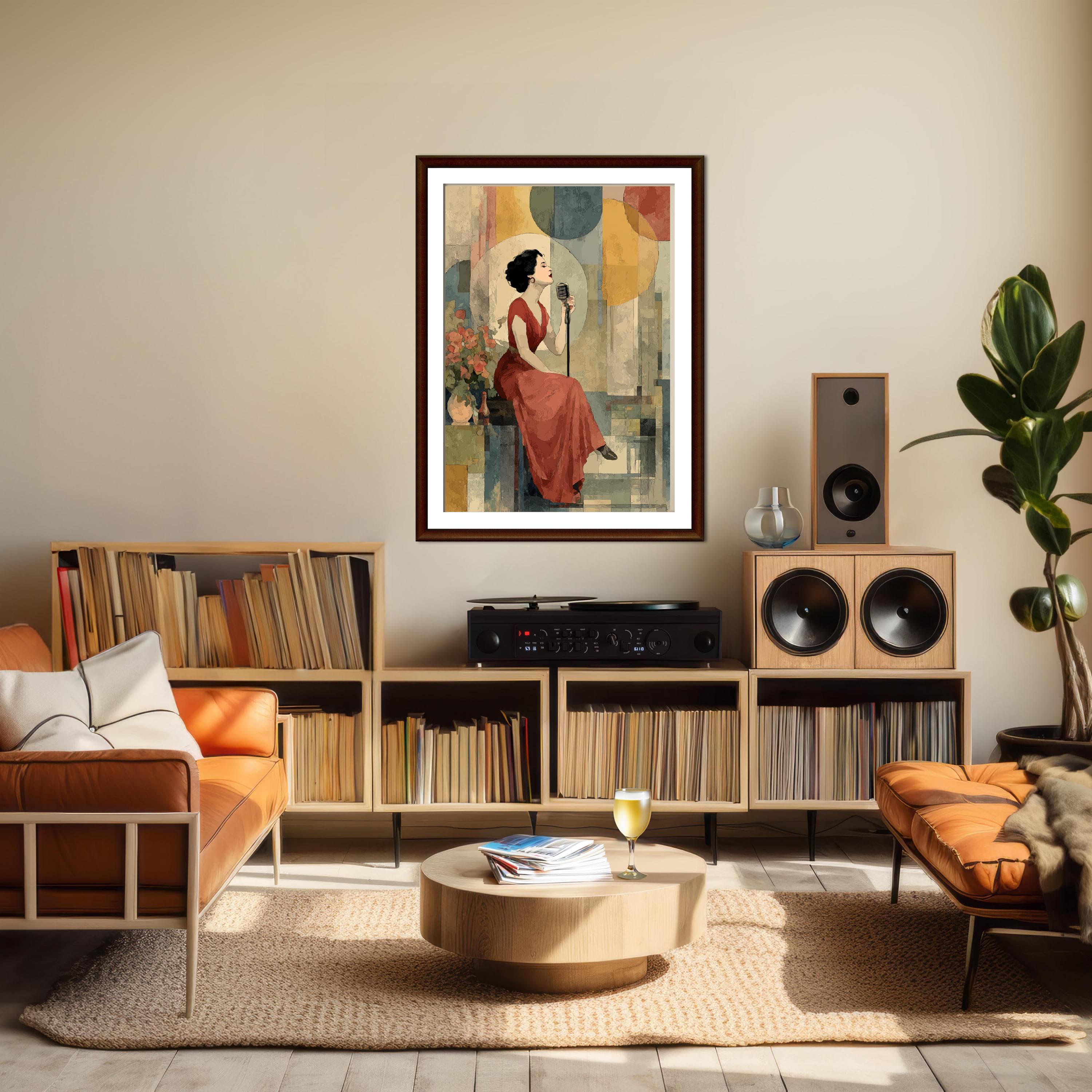Elegant Jazz Songstress – Bauhaus Fusion Wall Art, Vintage Jazz Singer Poster - image 3