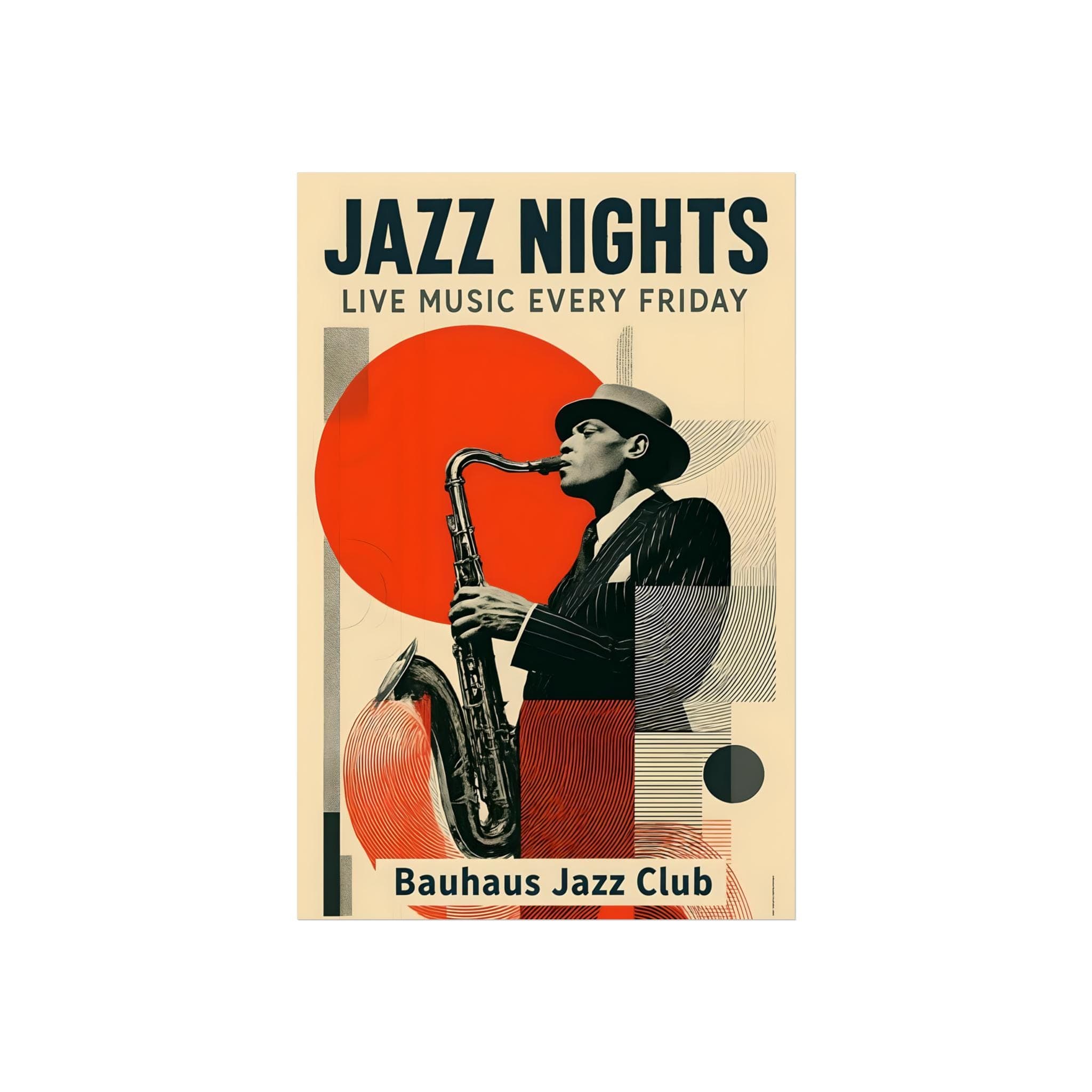 Bauhaus Jazz Saxophonist Poster: Modern Music Room Wall Art - image 3