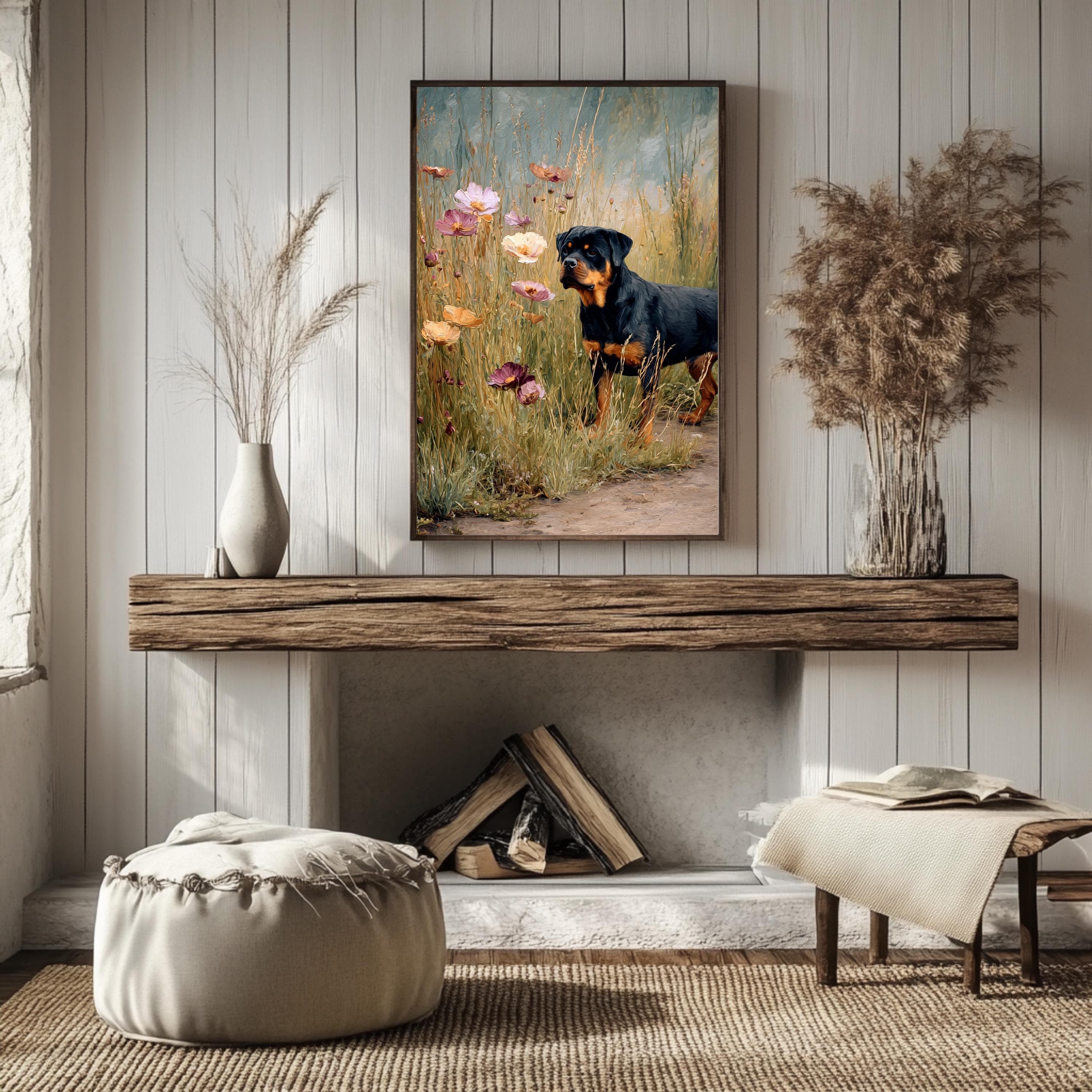 Rottweiler Wall Art Print | Canine Companions Collection | Impasto Dog Portrait | Rustic Rottweiler Lover Gift - image 5