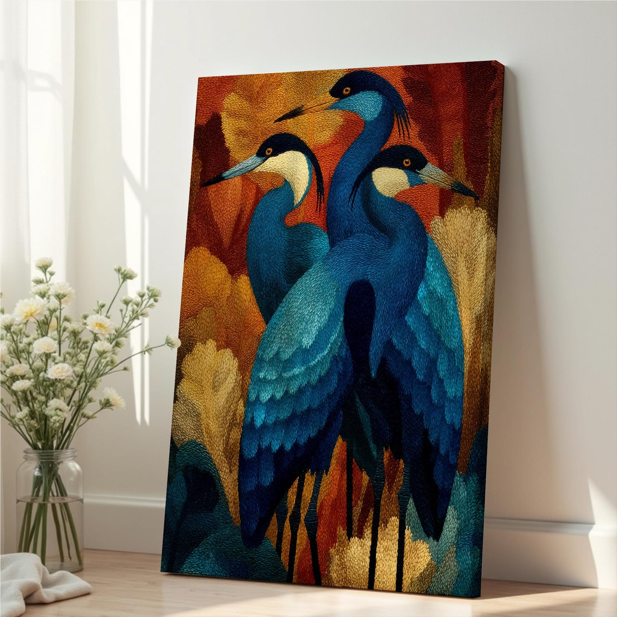 Blue Herons Painting Canvas