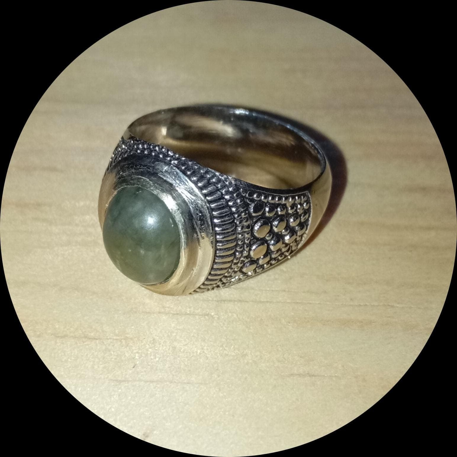 Handmade Green Sojol Agate Silver Ring - Indonesian Spiritual Jewelry - image 3