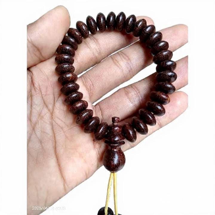Java Core Asem Bracelet – 33 Beads Galih Asem Wood Tasbih 10mm Flat (Mentos Cut)”