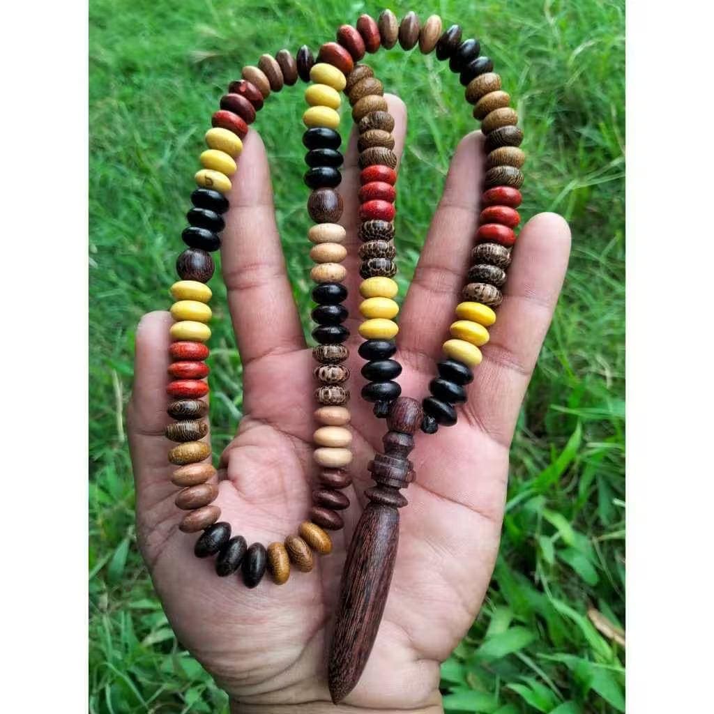 Handmade Tasbih Necklace 11 Rare Sacred Woods – Galih Asem Bullet Pendant, Islamic Prayer Beads