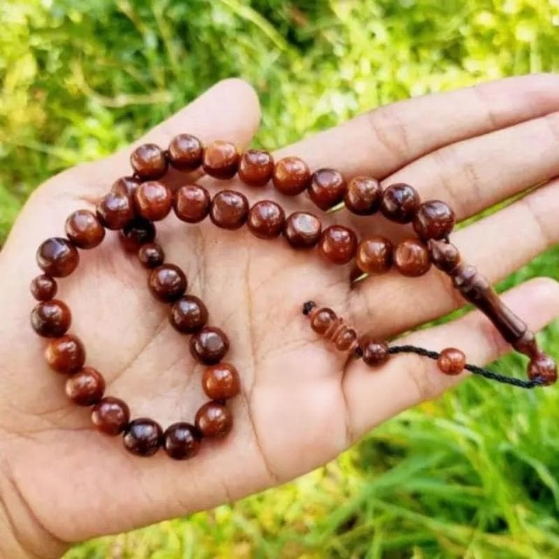 Handmade Kokka Wood Prayer Beads: 33-Bead Islamic Tasbih