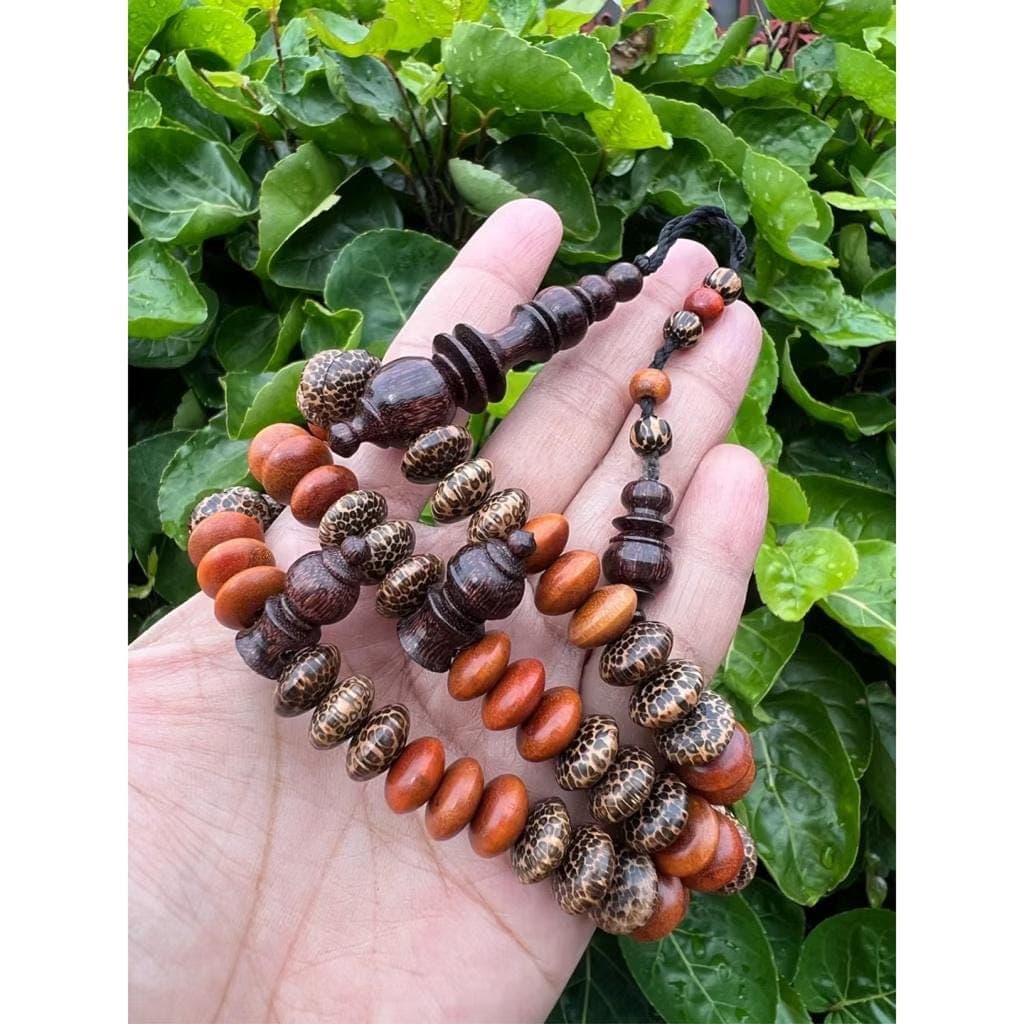 Flat Tiger Liwung Sappan Wood Prayer Beads 10x6mm Protective & Healing Energy Mala 99 - image 4