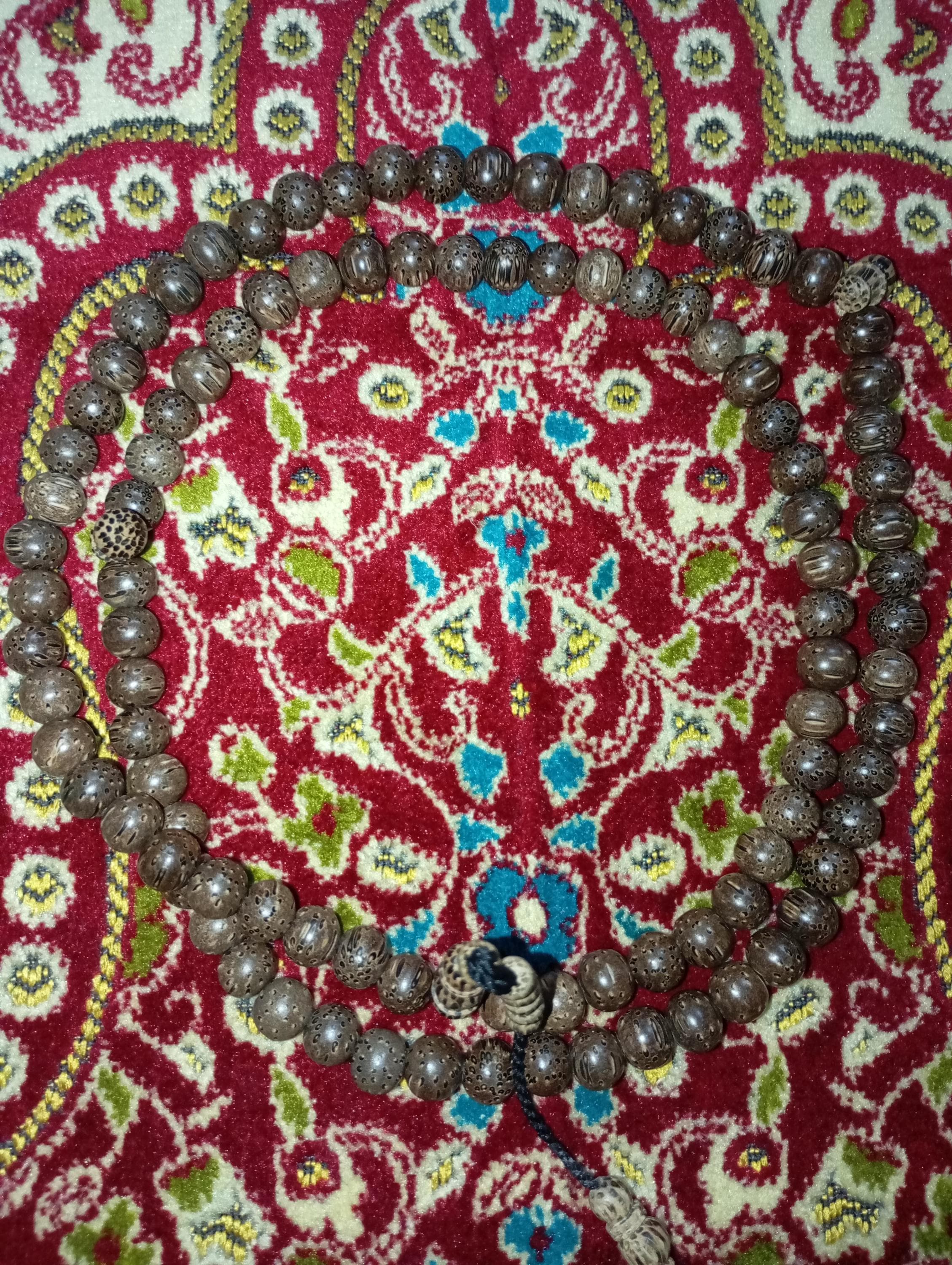 Handcrafted Liwung Macan Wood Tasbih | Tiger Pattern Prayer Beads
