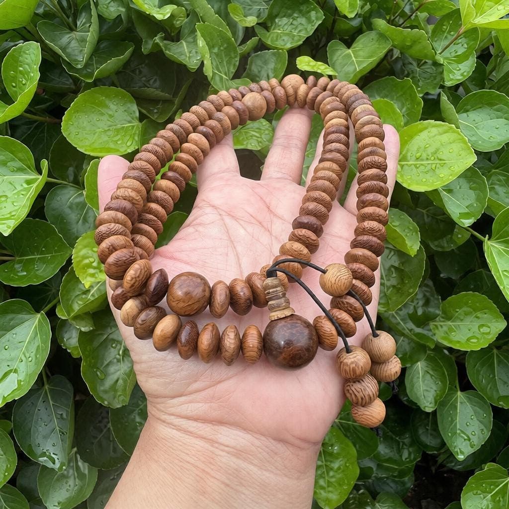 Tasbih Mora Mas Jawa Wood  Prayer Beads – 108 Flat Beads,Moringa Prayer Beads - image 4