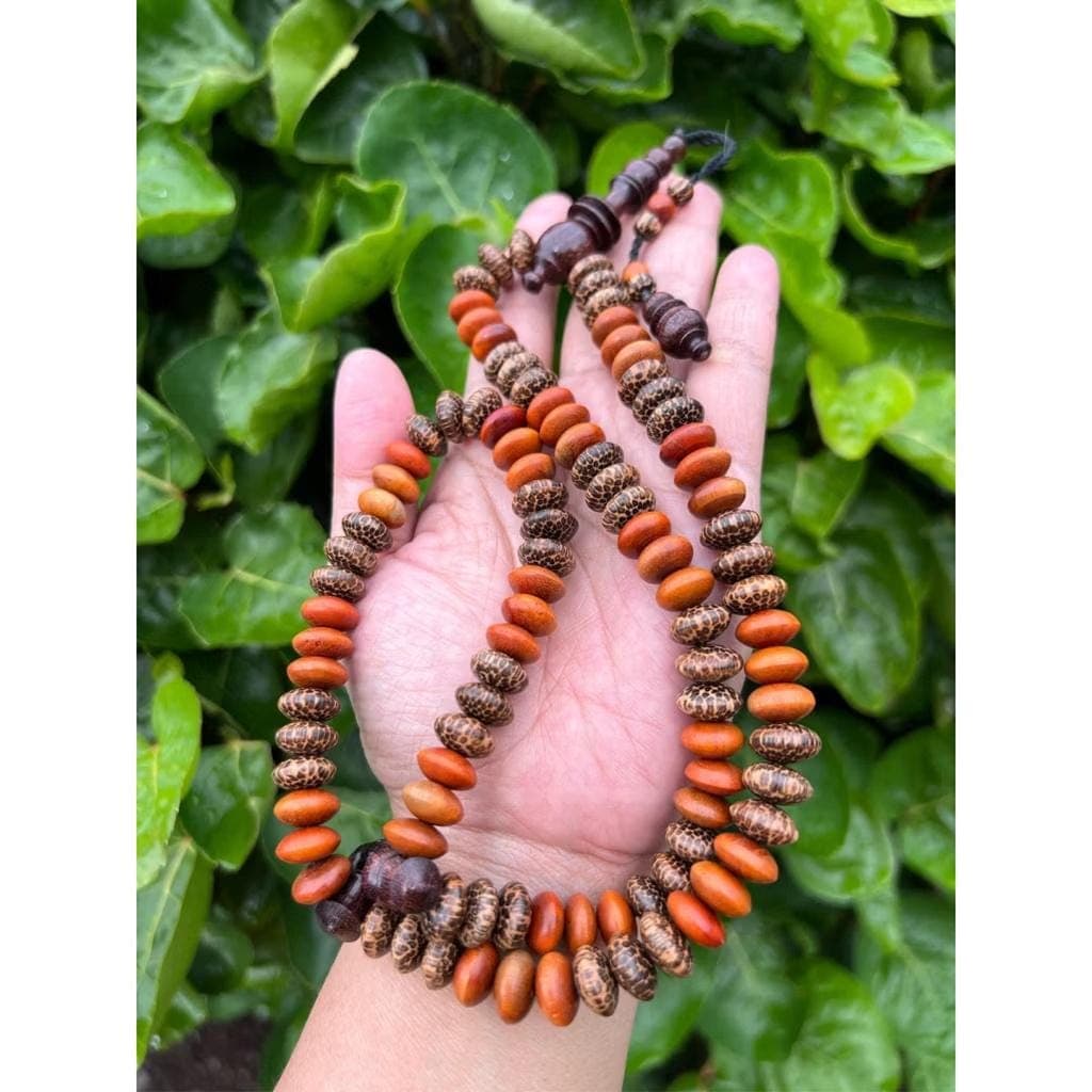 Flat Tiger Liwung  Sappan Wood Prayer Beads 10x6mm Protective & Healing Energy Mala 99