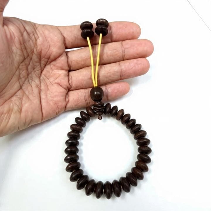 Java Core Asem Bracelet – 33 Beads Galih Asem Wood Tasbih 10mm Flat (Mentos Cut)” - image 3