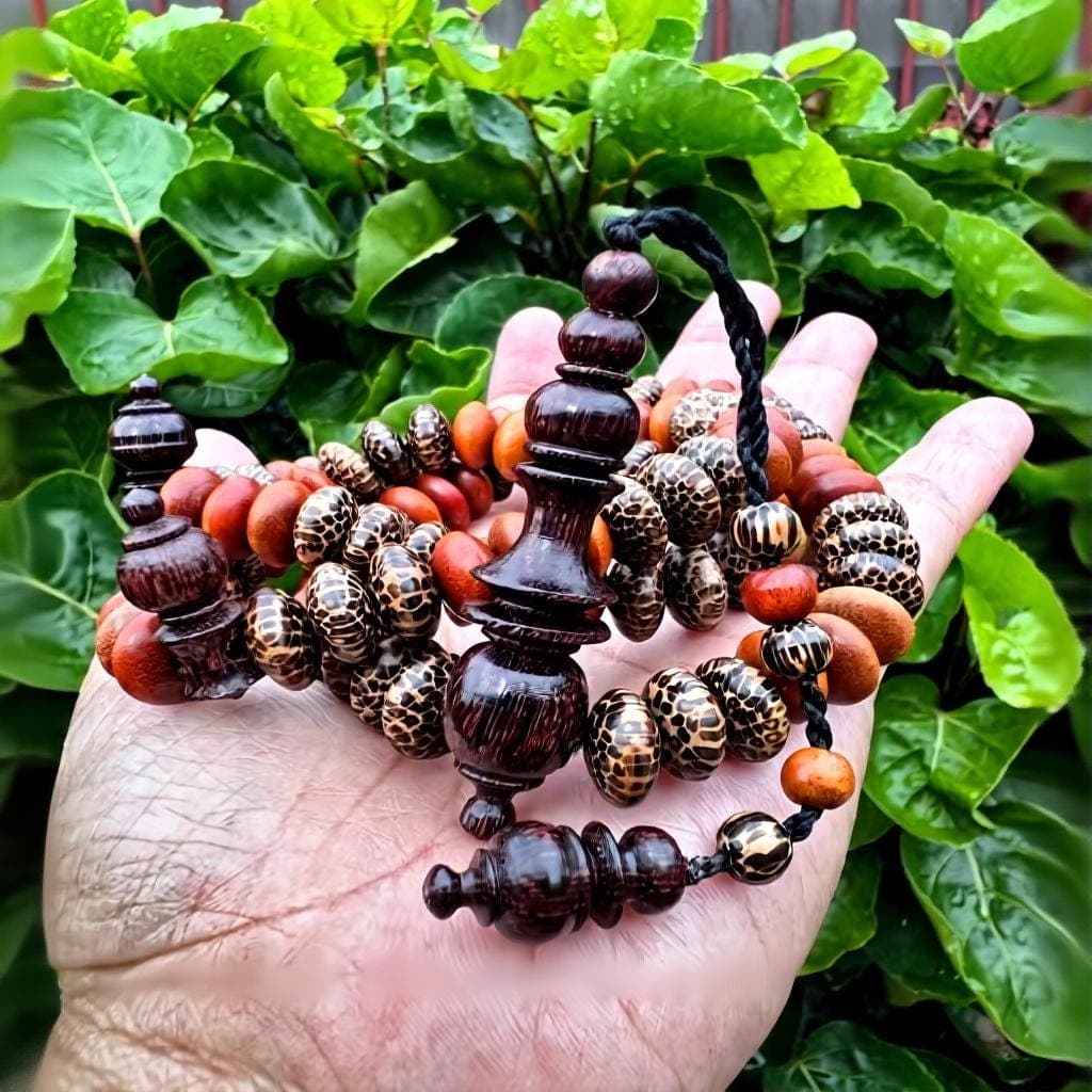 Flat Tiger Liwung Sappan Wood Prayer Beads 10x6mm Protective & Healing Energy Mala 99 - image 3