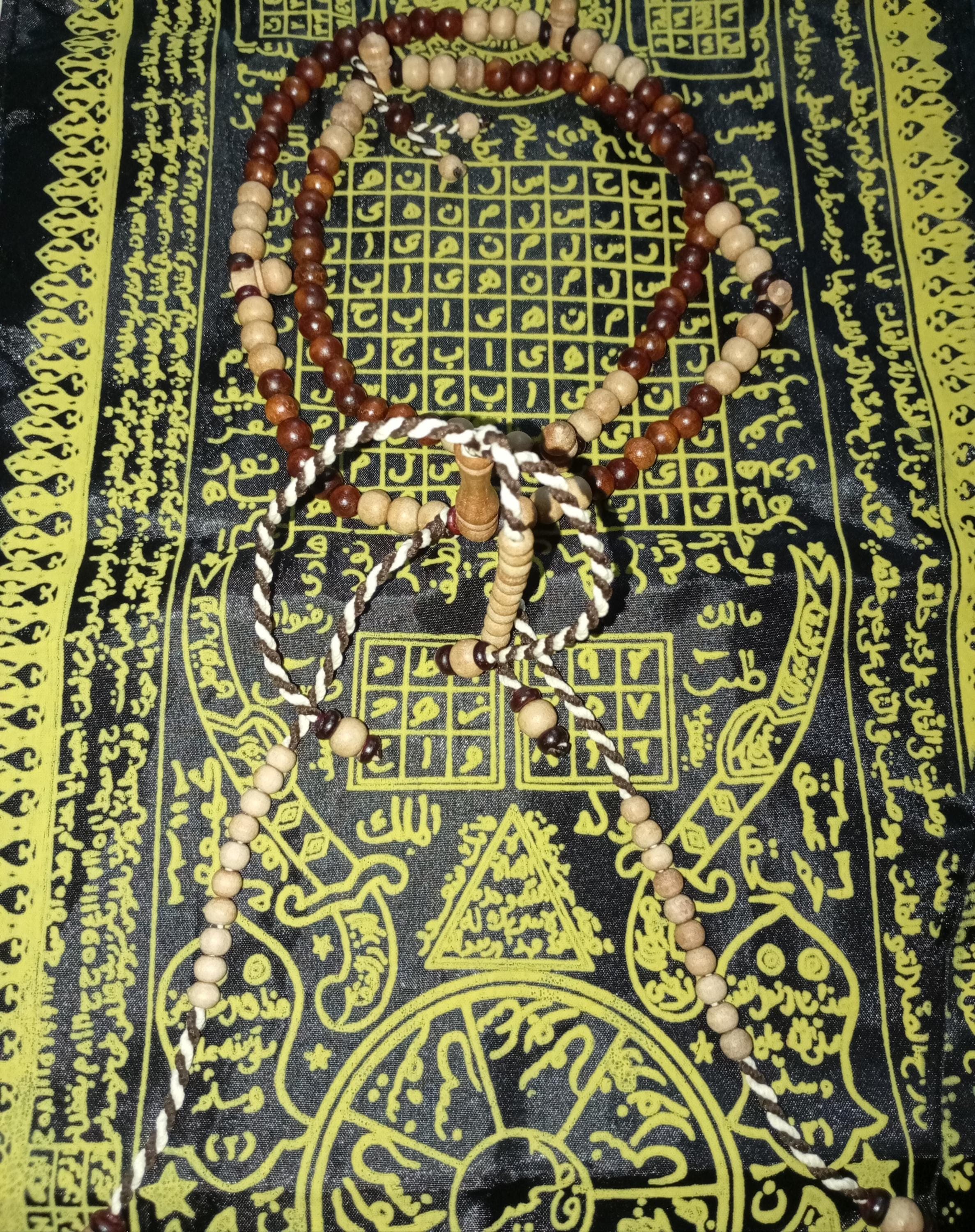Tijani Prayer Beads Sandalwood and Stigi Wood Tasbih Handmade Spiritual Mala