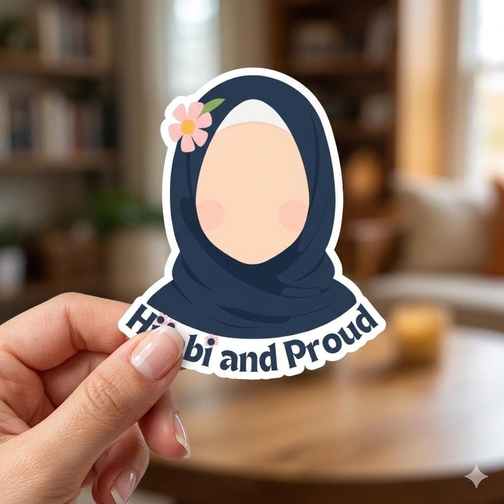 Hijabi and Proud Sticker, Muslim Girl Sticker, Islamic Aesthetic Vinyl Decal, Modest Lifestyle Laptop Water Bottle Sticker, hijab girl
