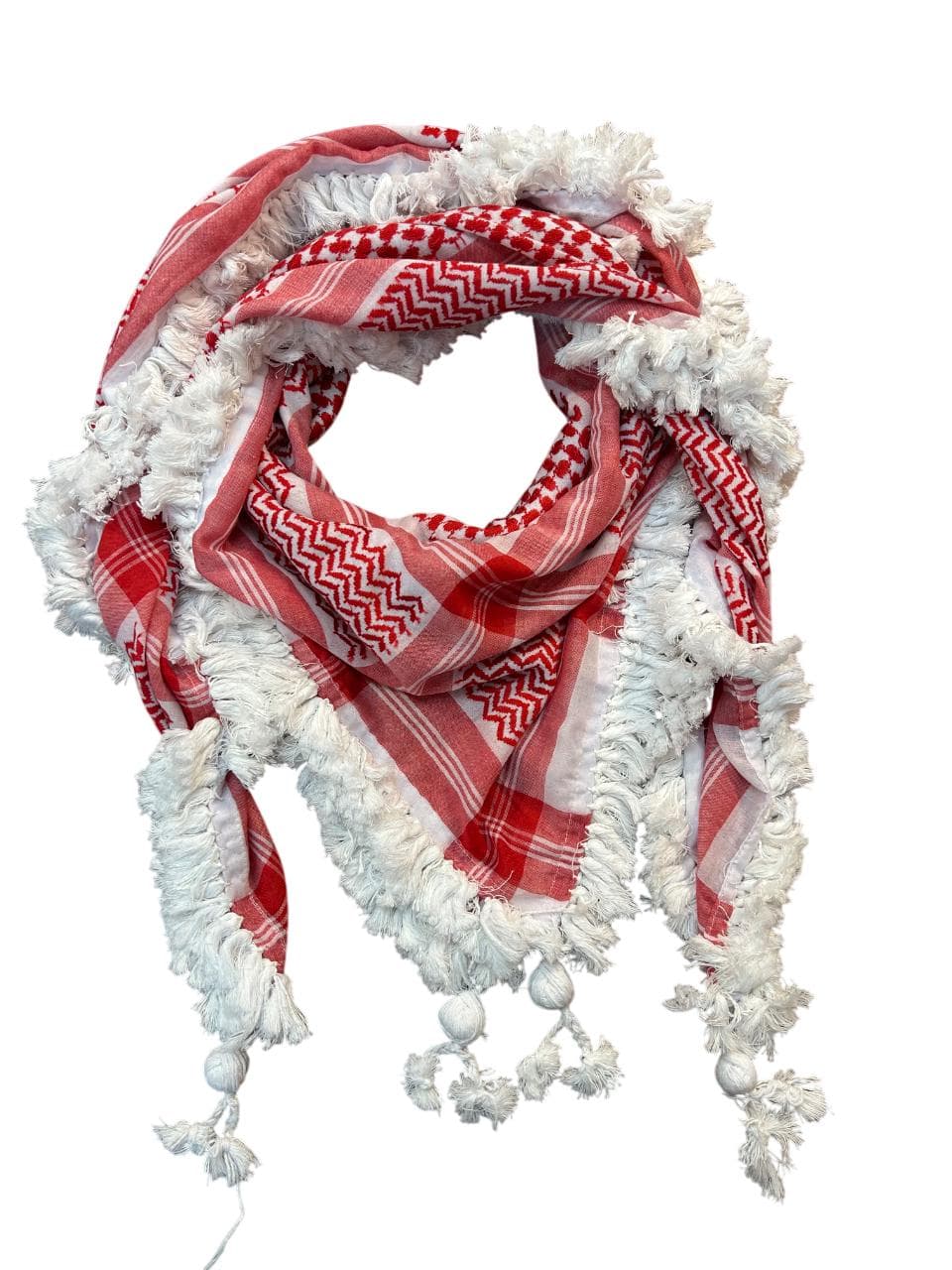 Jordanian Keffiyeh Scarf: Traditional Arab Shemagh with Tassels