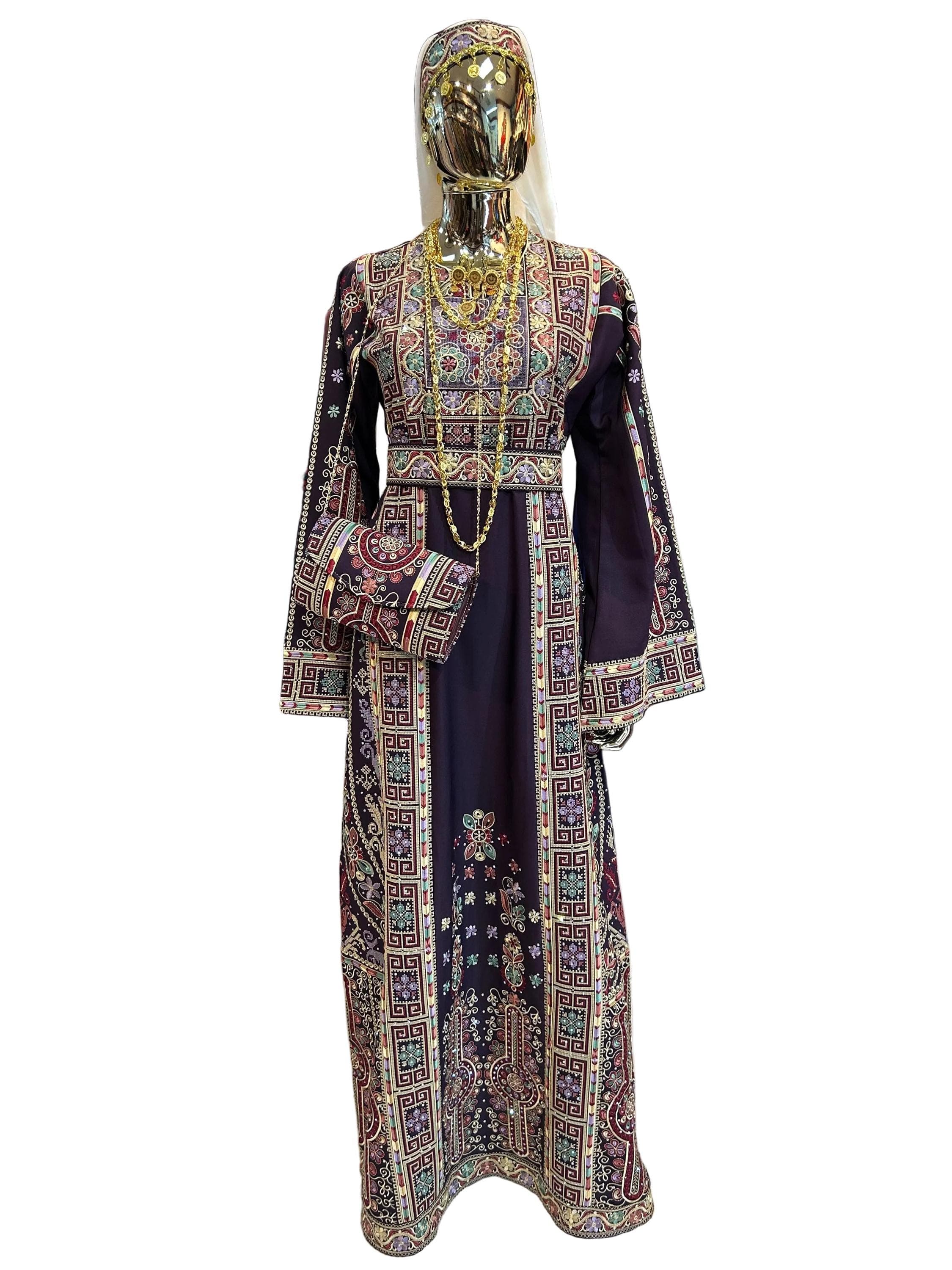 Embroidered Purple Thobes | Includes Matching Bag, Shawl, & Two Belts| - image 3