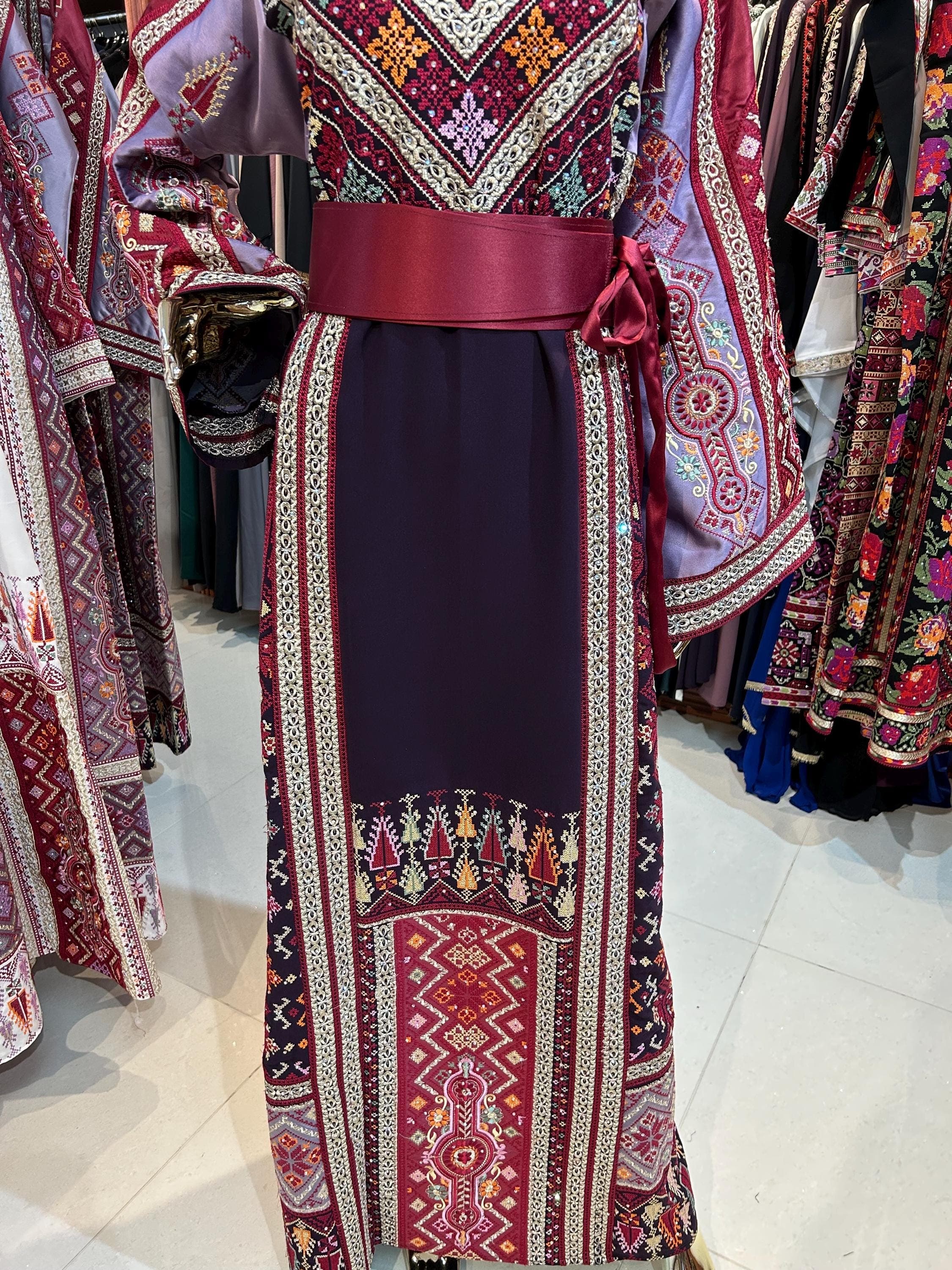 Purple & Maroon Embroidered Thobe | Traditional Dress - image 4