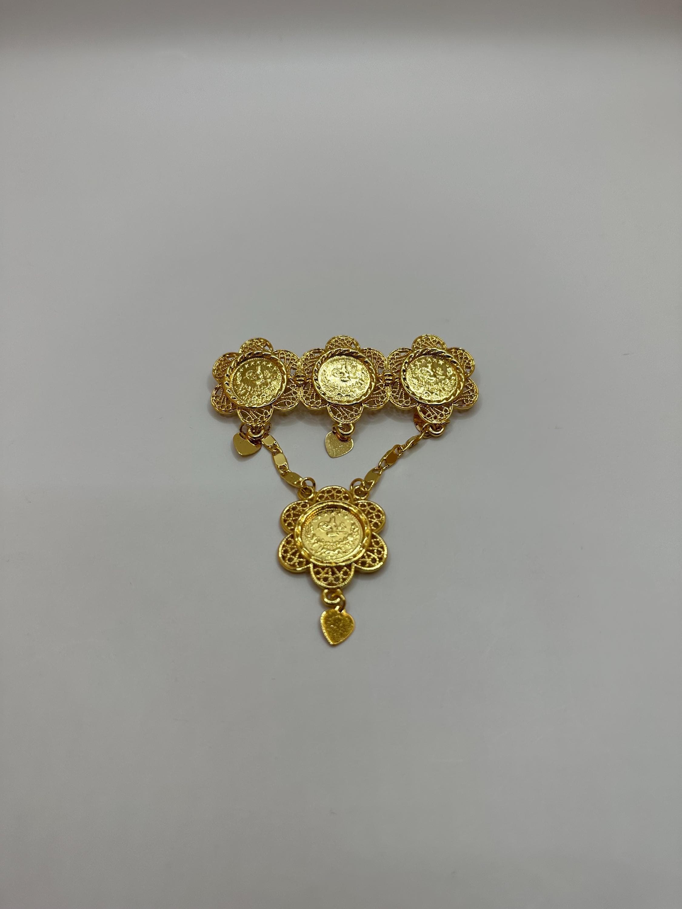 Faux 22k Gold Turkish Style Necklace Brooch: Wedding Jewelry - image 5