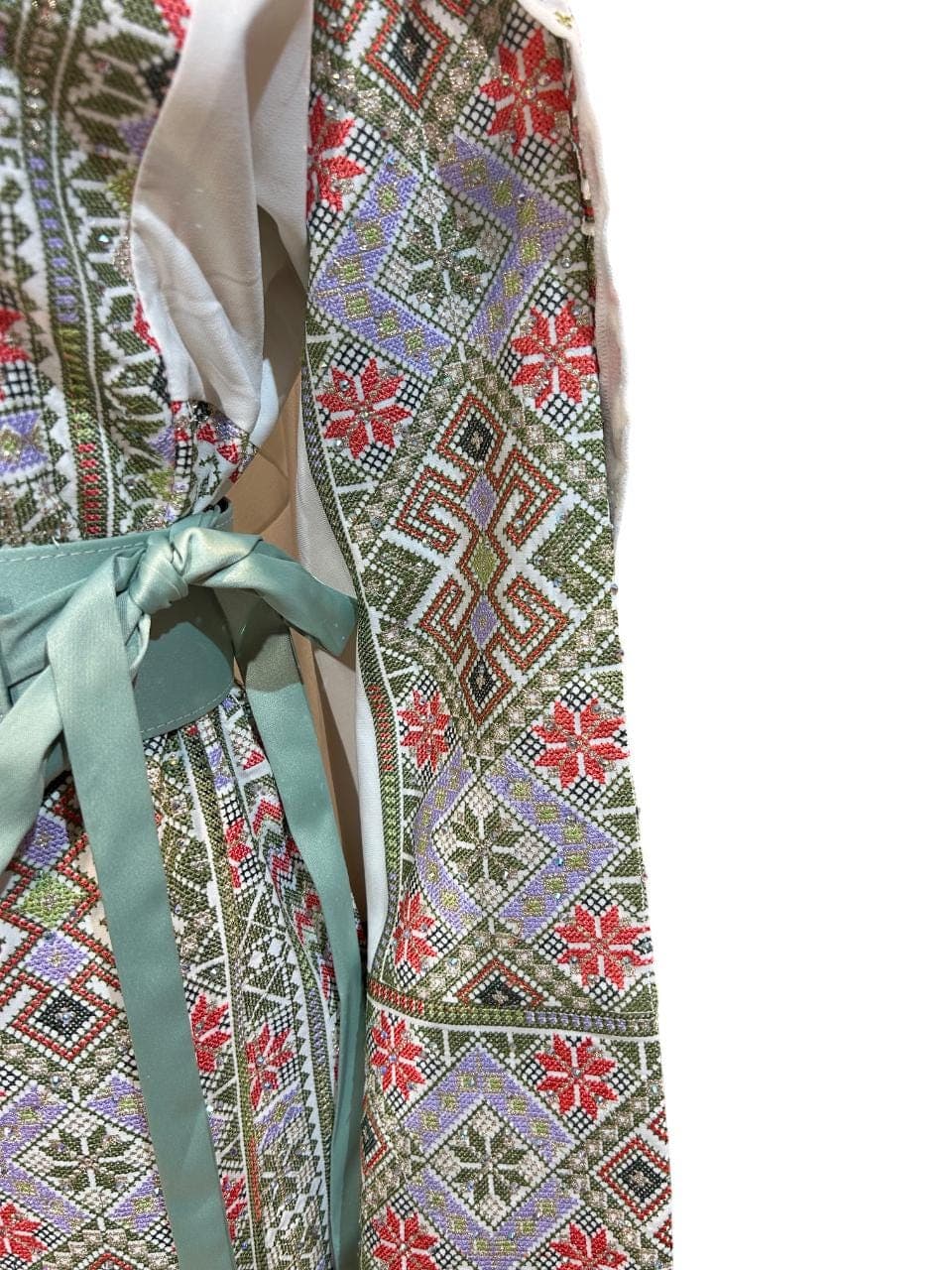 Elegant Light Green Palestinian Thobe | Embroidered Dress - image 5
