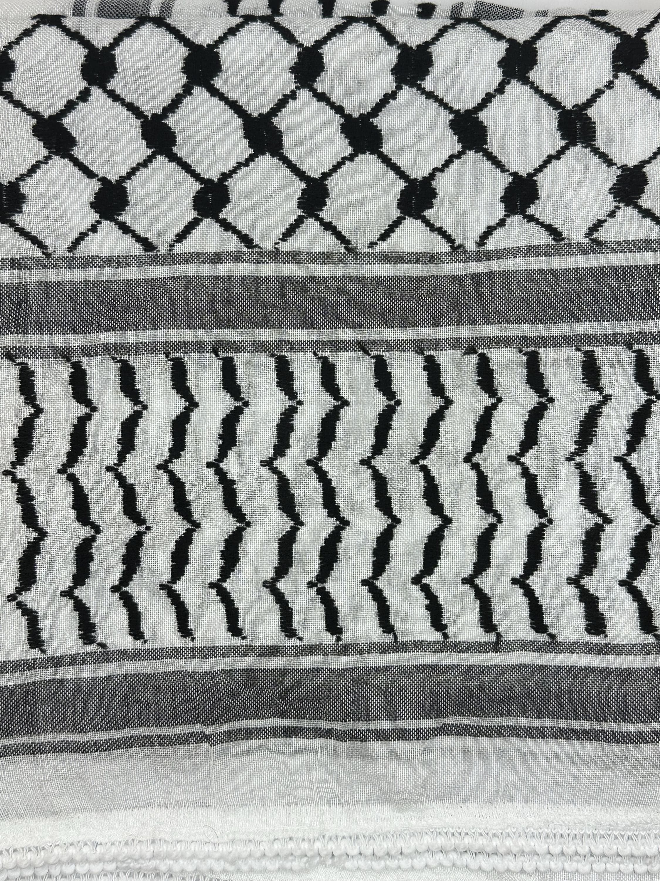 Palestinian Keffiyeh Scarf: Black & White Shemagh, Made in Jordan - image 5