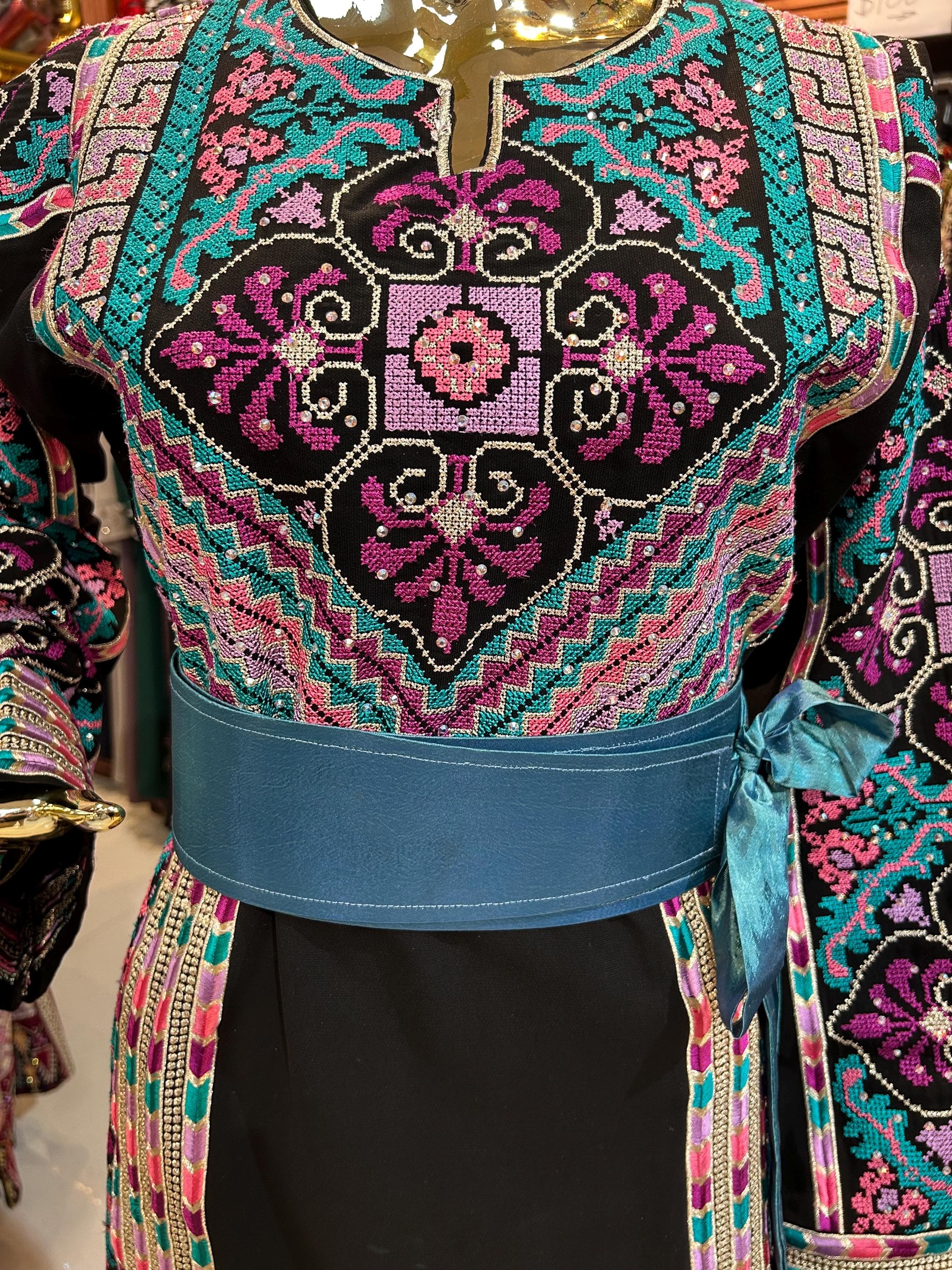 Elegant Blue Thobe | Embroidered Dress, Traditional Silhouette - image 3