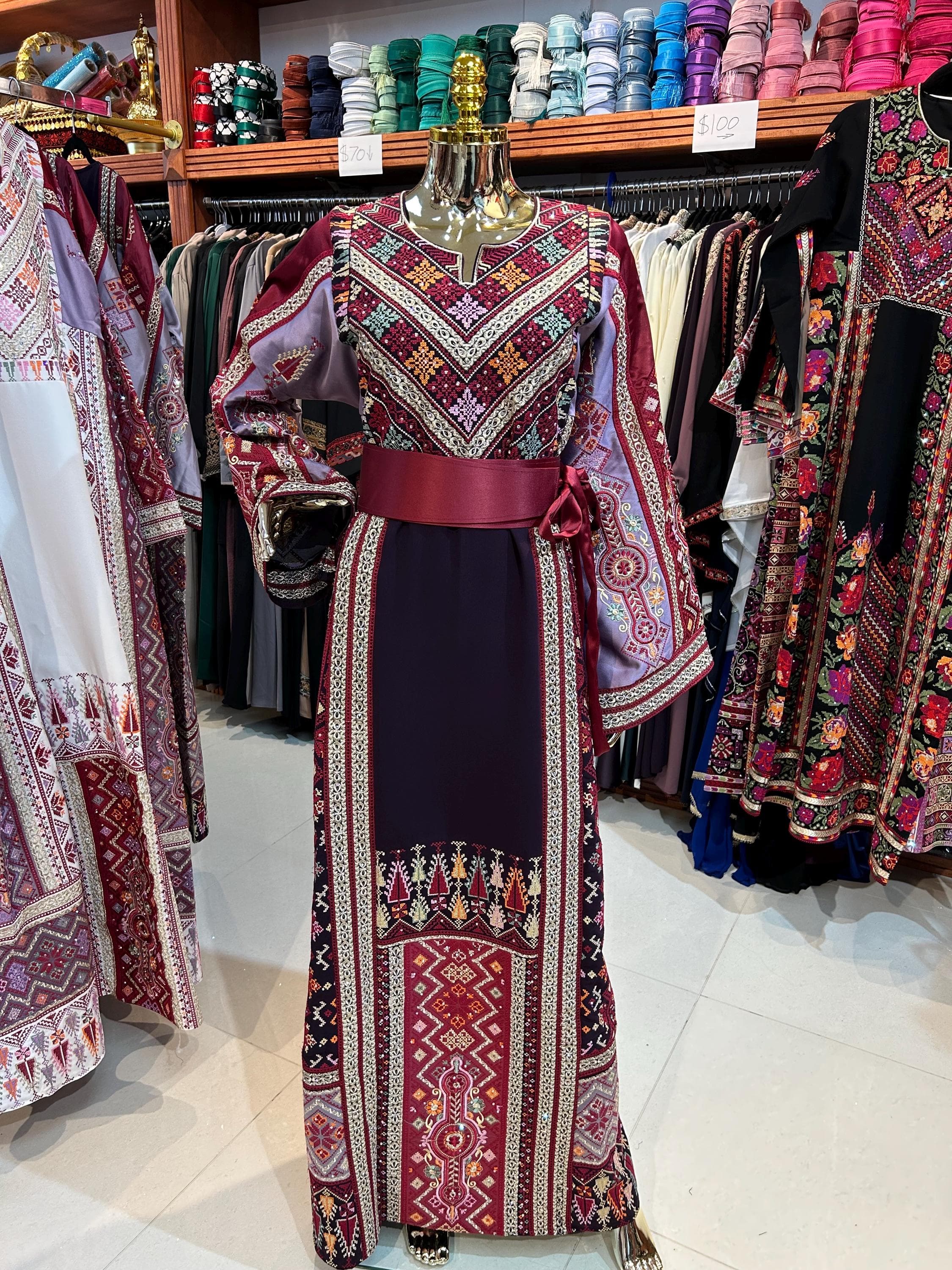Purple & Maroon Embroidered Thobe | Traditional Dress
