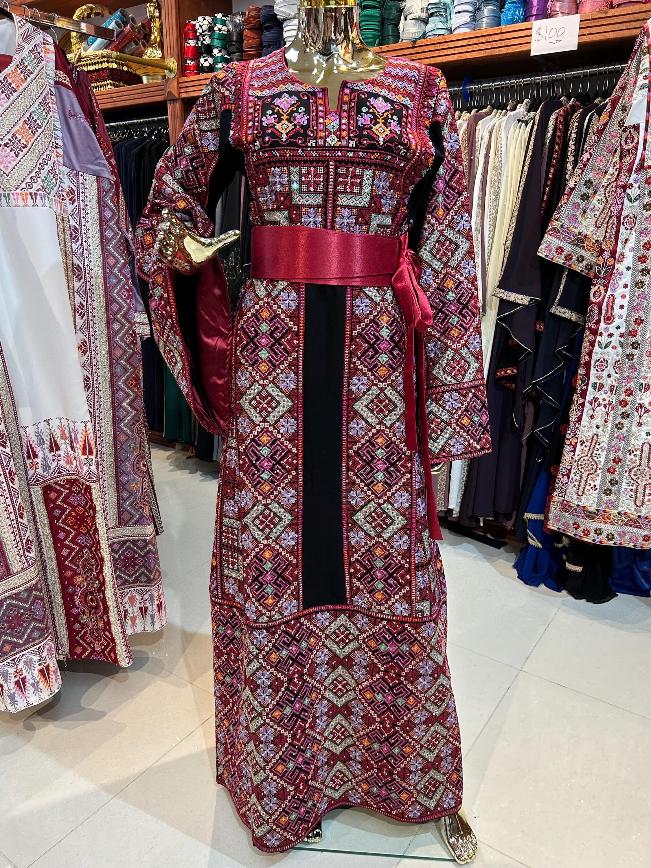Embroidered Red Thobe | Traditional Palestinian Dress