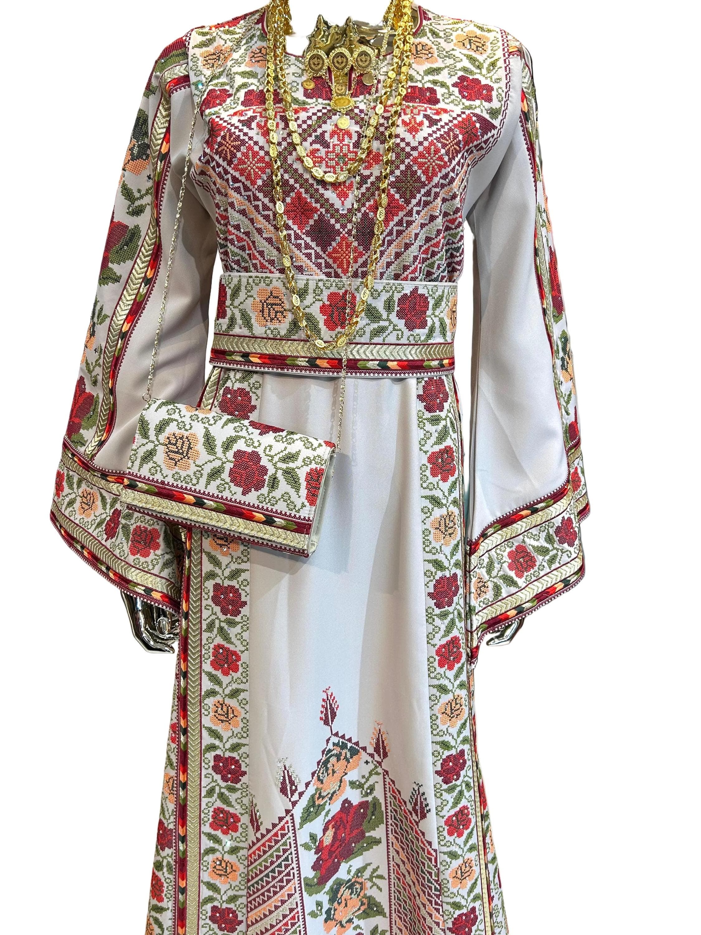 Embroidered Biege Rose Thobe | Includes Shawl | Bag Not Included - image 4