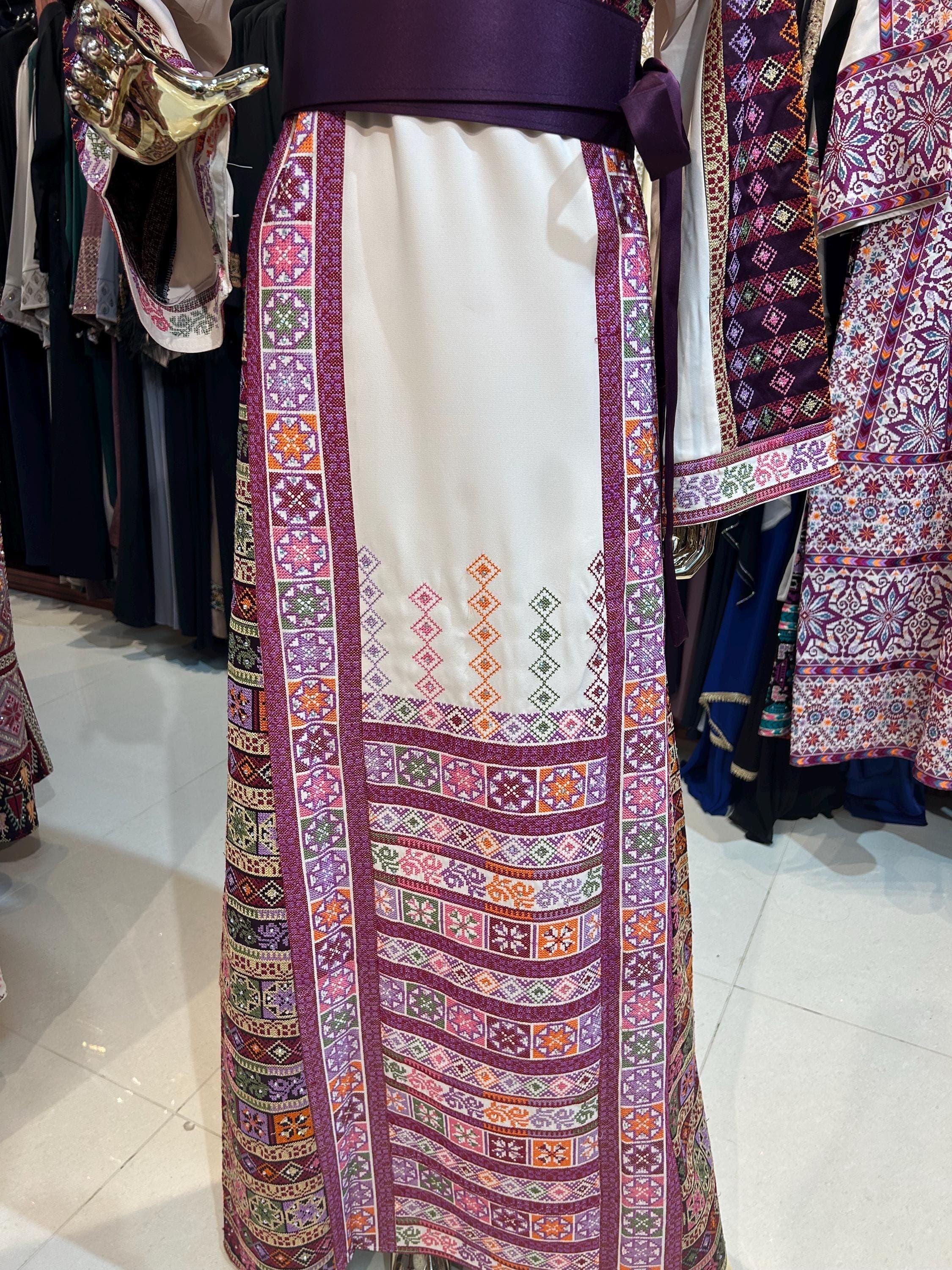 Elegant Purple Thobe | Embroidered Palestinian Dress - image 4