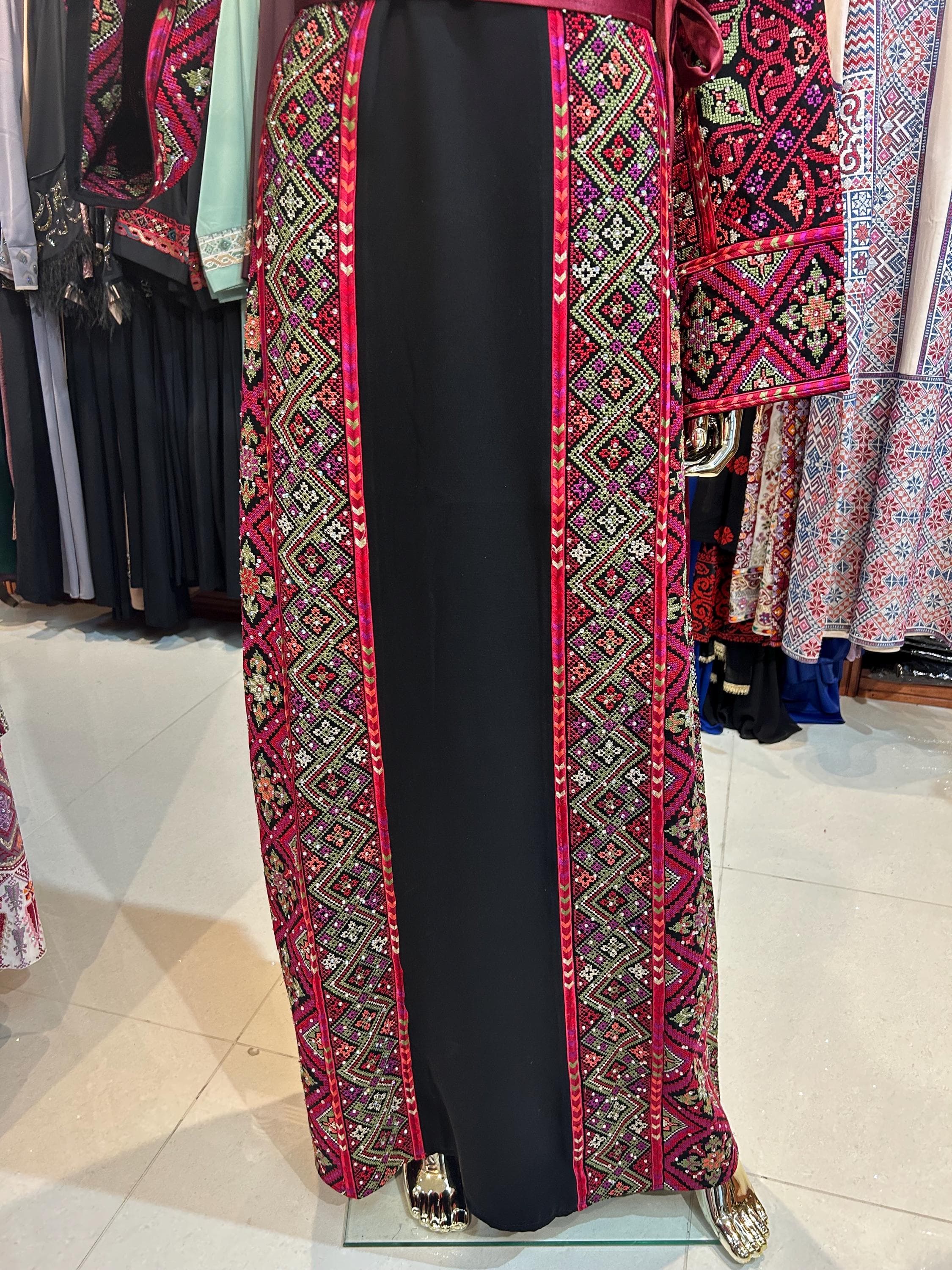 Red & Green Embroidered Thobe - image 4