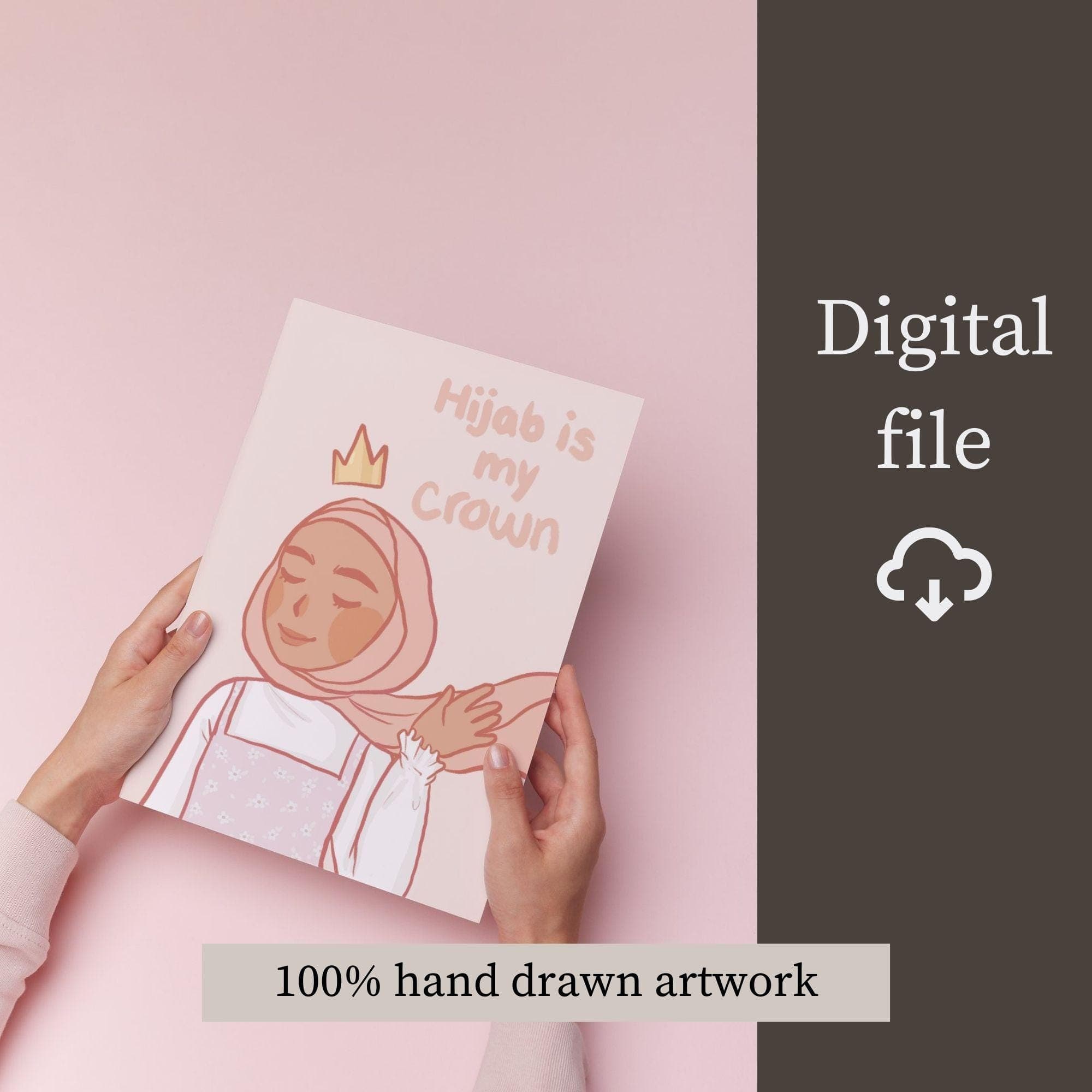 Hijab Is My Crown Print, Islamic Girl Art, Pastel Room Decor (Digital Download) - image 3