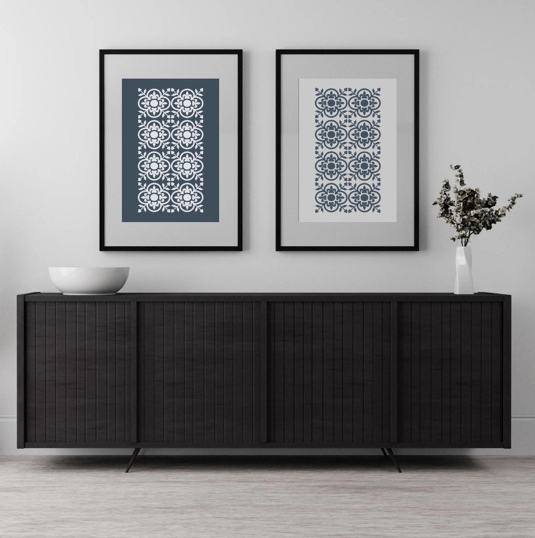 Blue Moroccan Pattern Prints: Boho Minimal Wall Art (Set of 2) (Digital Download) - image 5
