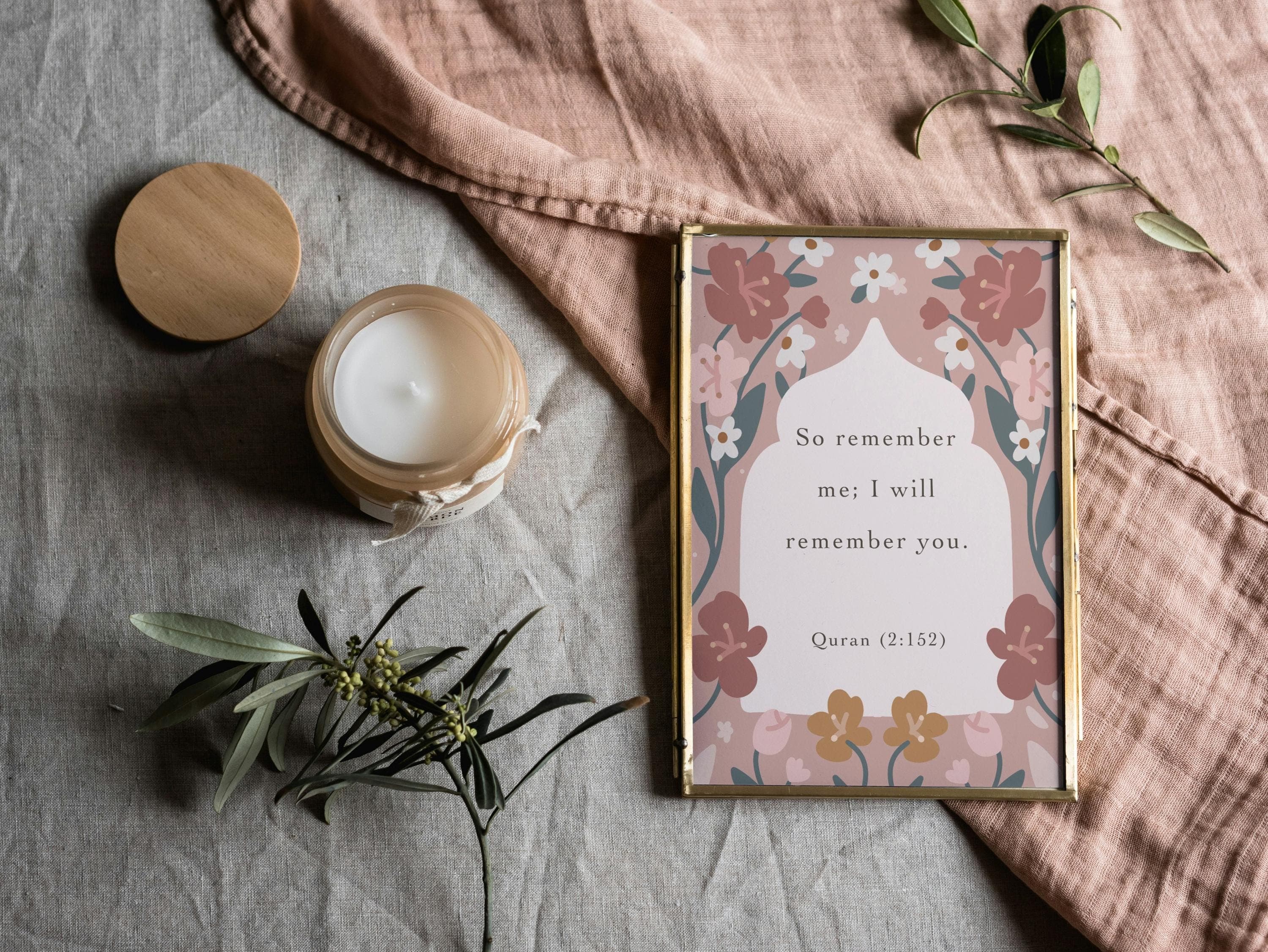 Quran Ayah Floral Print, Islamic Art print, Pink Modern Muslim Wall Decor, Digital Download - image 4
