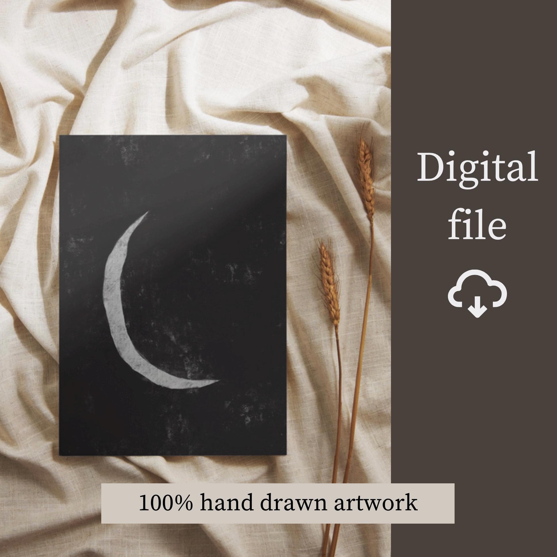 Minimalist Crescent Moon Art: Abstract Islamic Painting (Digital Download) - image 3