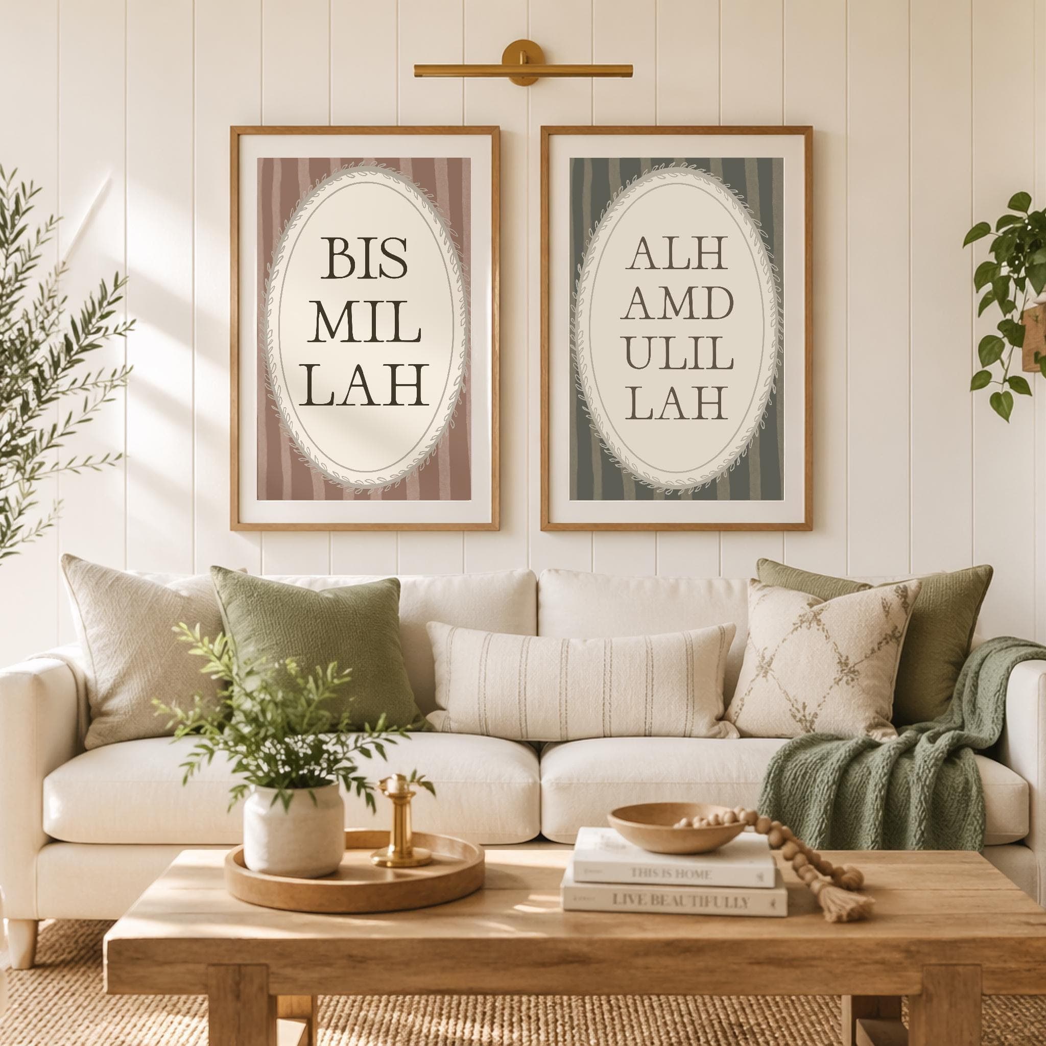 Set of 2 retro Bismillah and Alhamdulillah prints - Sage and Dusty Pink (Digital Download) - image 5
