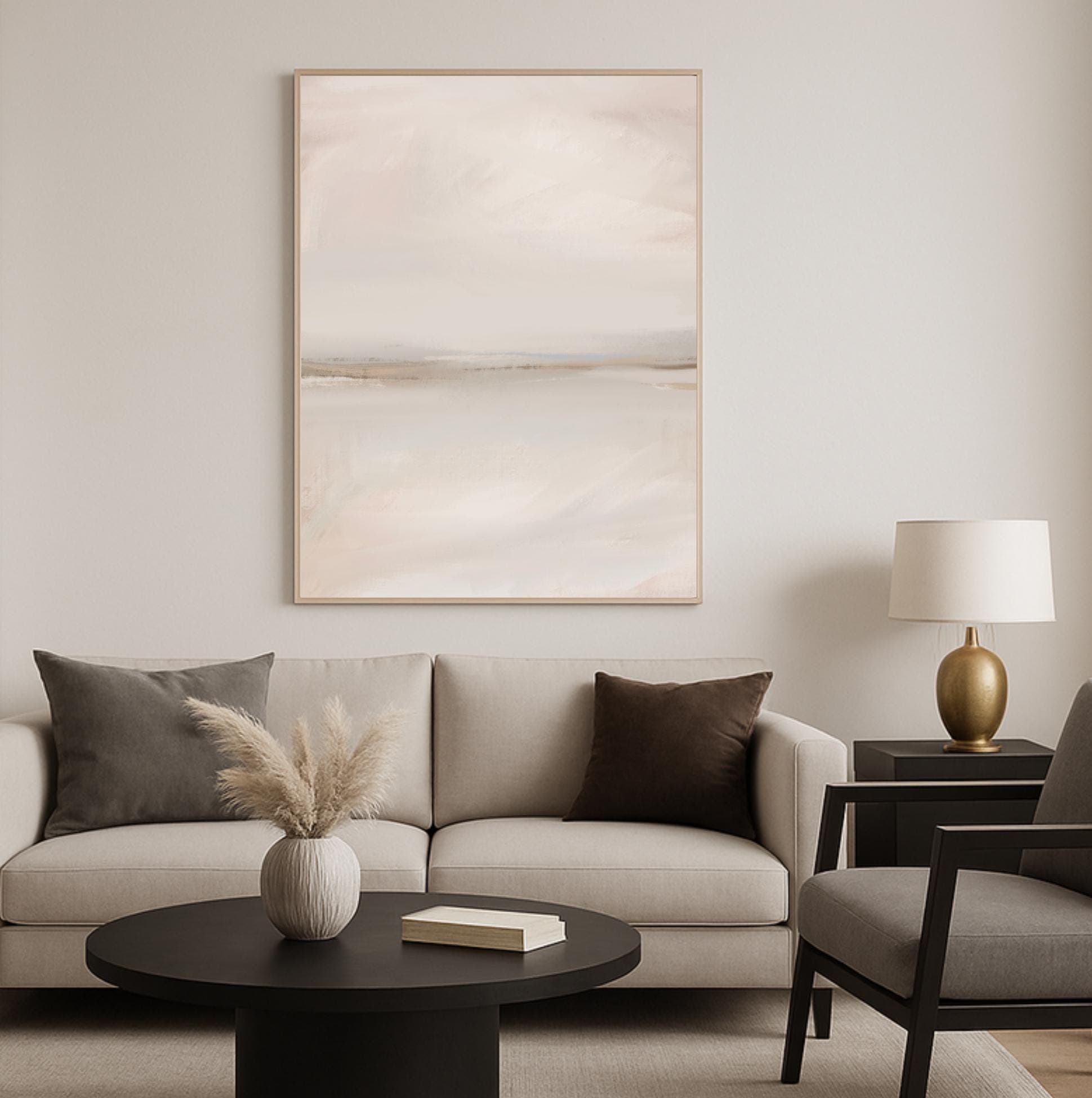 Beige Abstract Painting: Minimalist Neutral Wall Art (Digital Download)