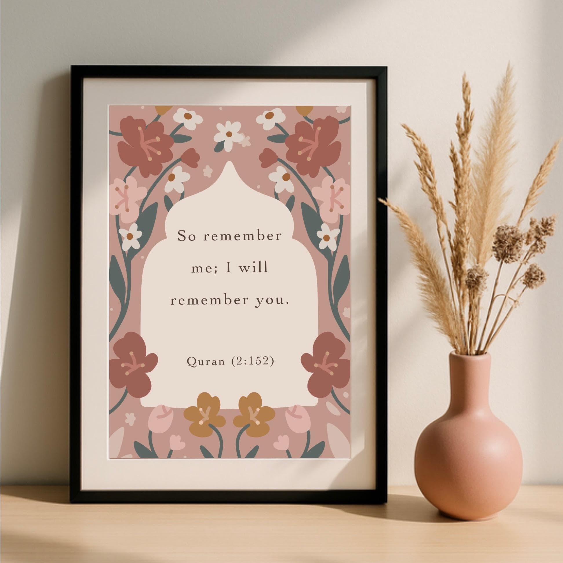 Quran Ayah Floral Print, Islamic Art print, Pink Modern Muslim Wall Decor, Digital Download - image 5