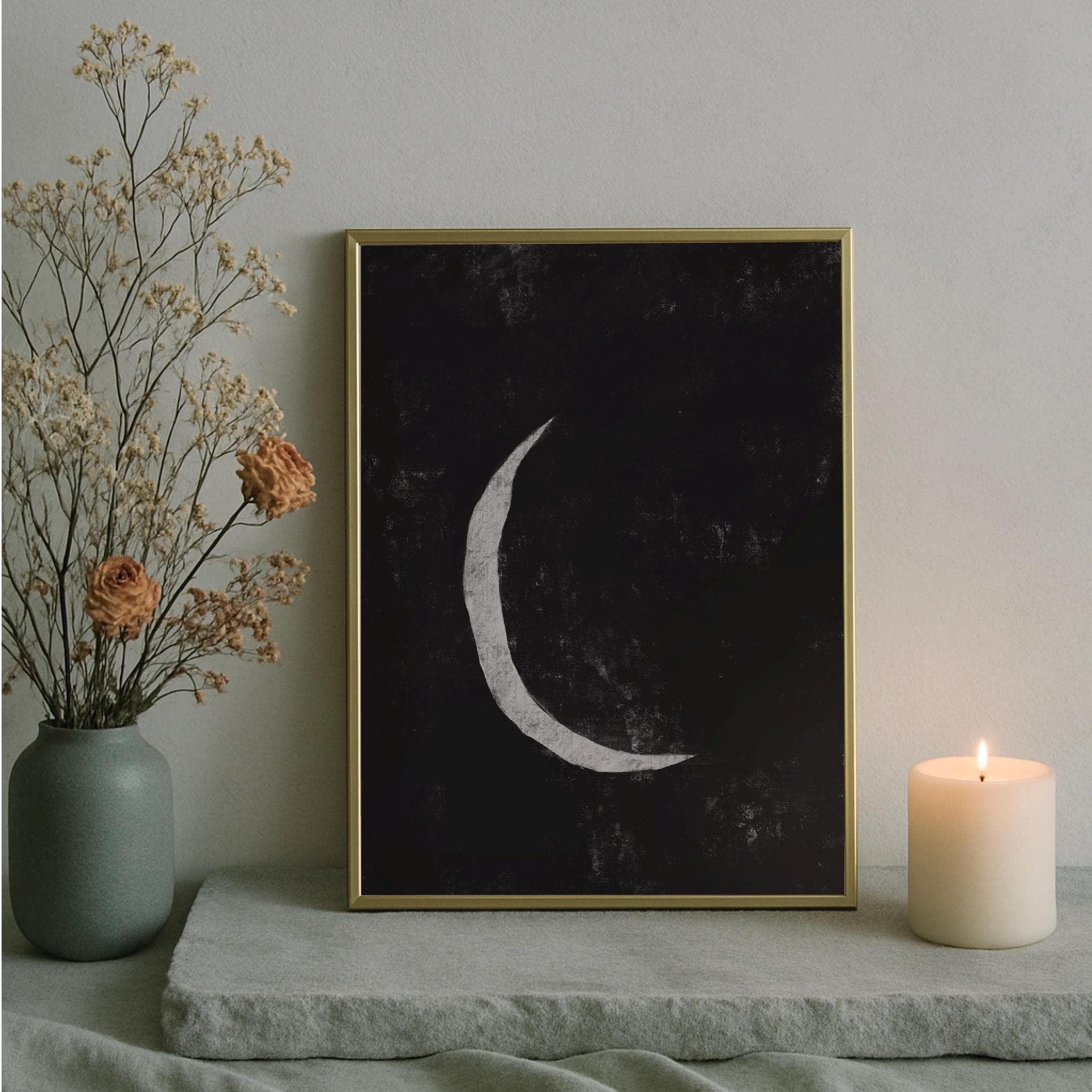Minimalist Crescent Moon Art: Abstract Islamic Painting (Digital Download) - image 5