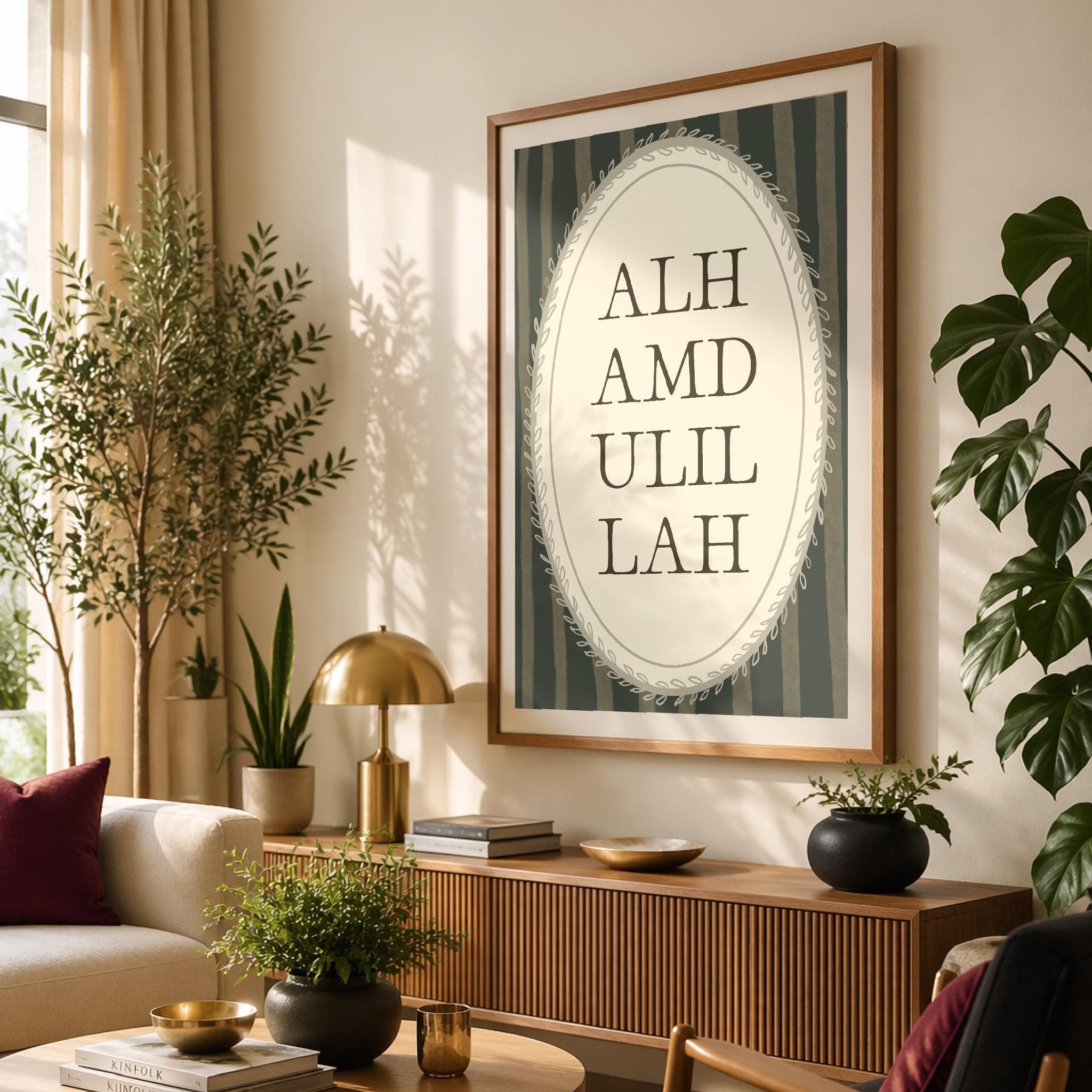 Retro Green Bismillah print, Islamic home decor, digital download poster - image 5