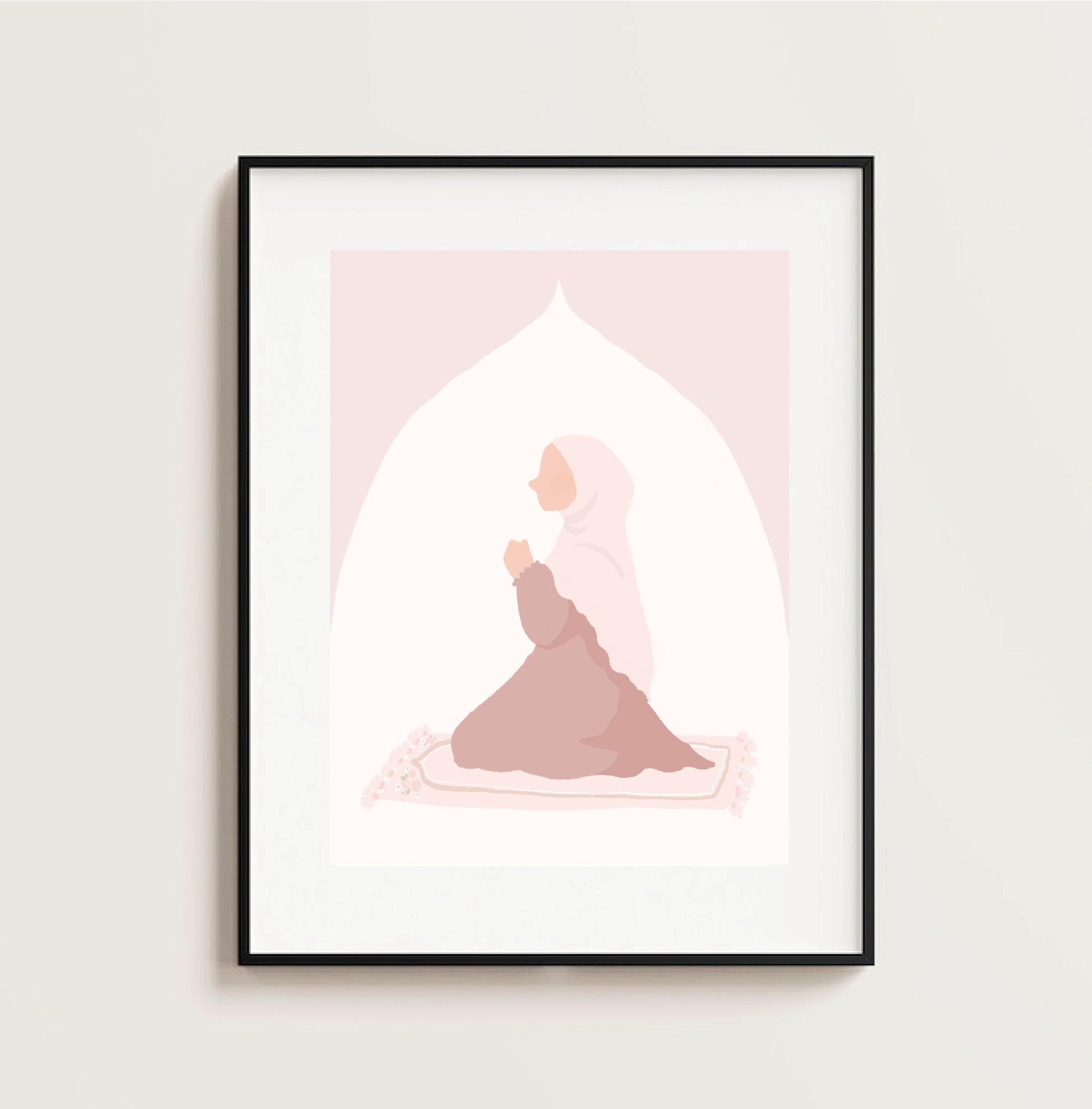 Pink Hijabi Dua Print: Minimalist Islamic Art, Pastel Decor (Digital Download) - image 5